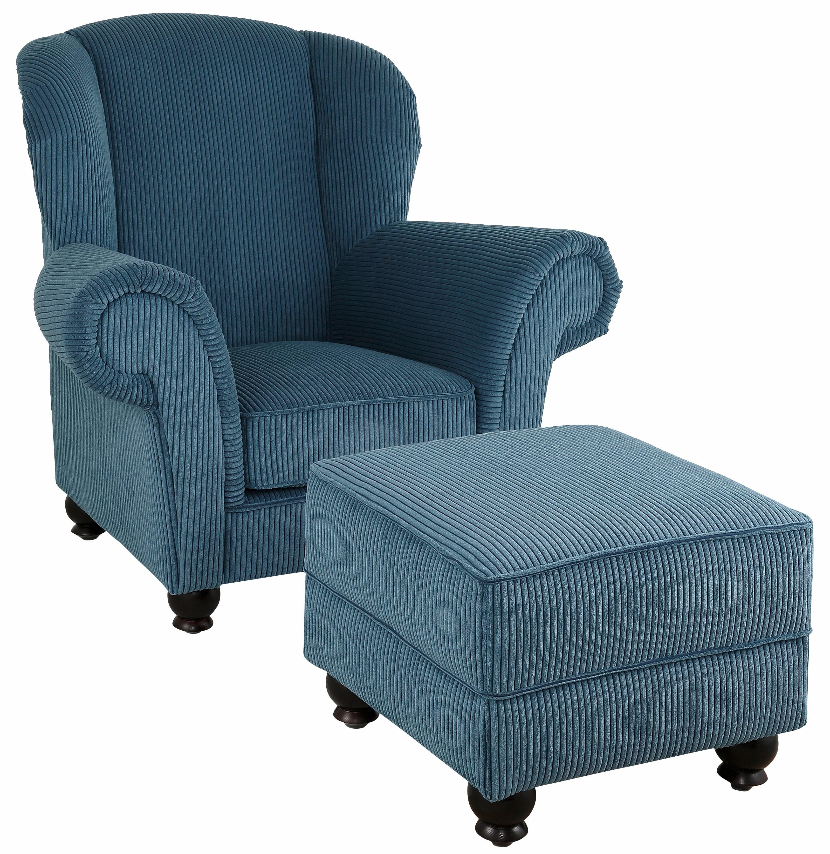 Home affaire Fauteuil King Henry, hoge fauteuil, oorkussen met casual bekleding, binnenvering en losse sierkussens (set)