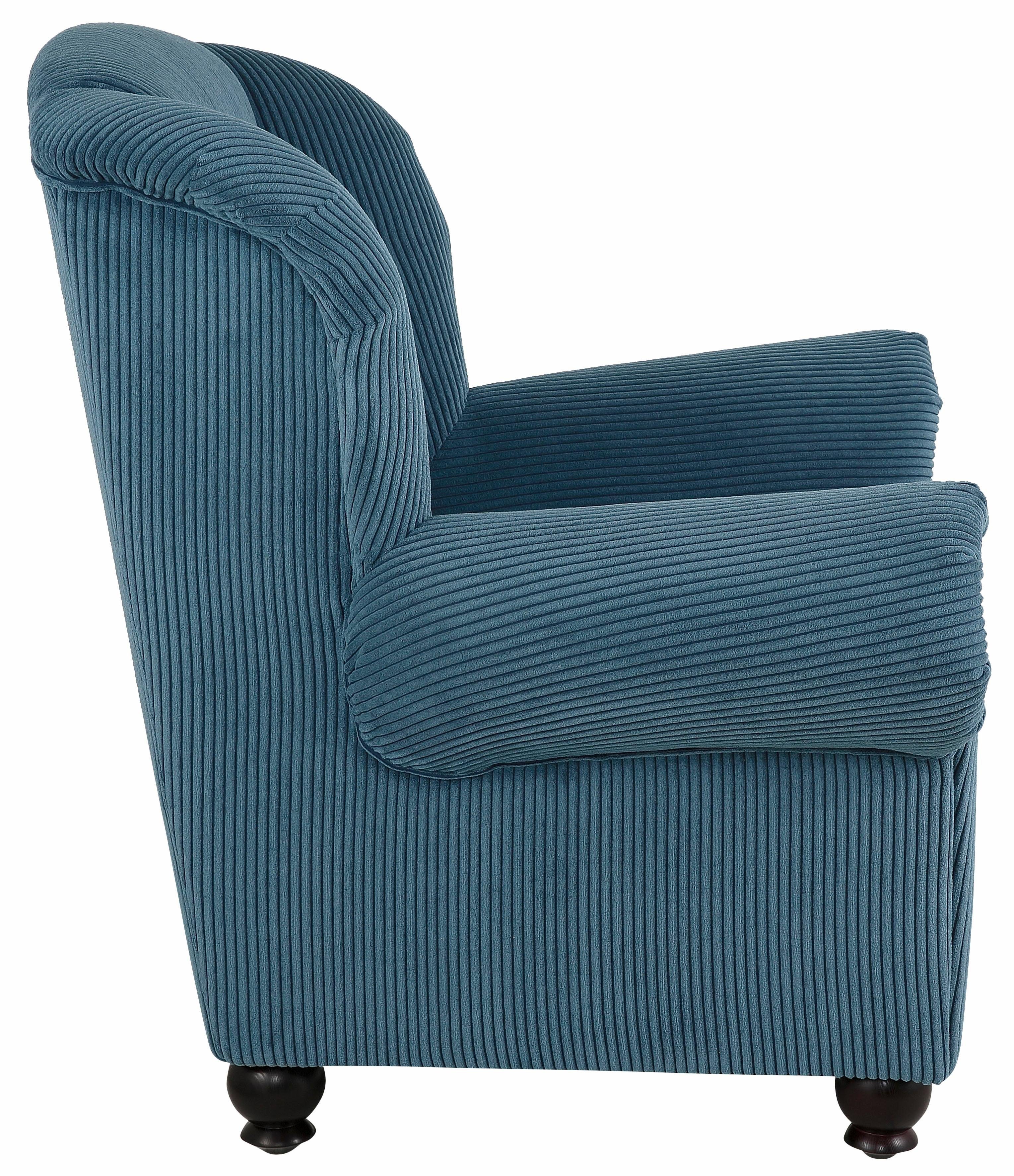 Home affaire Fauteuil King Henry, hoge fauteuil, oorkussen met casual bekleding, binnenvering en losse sierkussens (set)