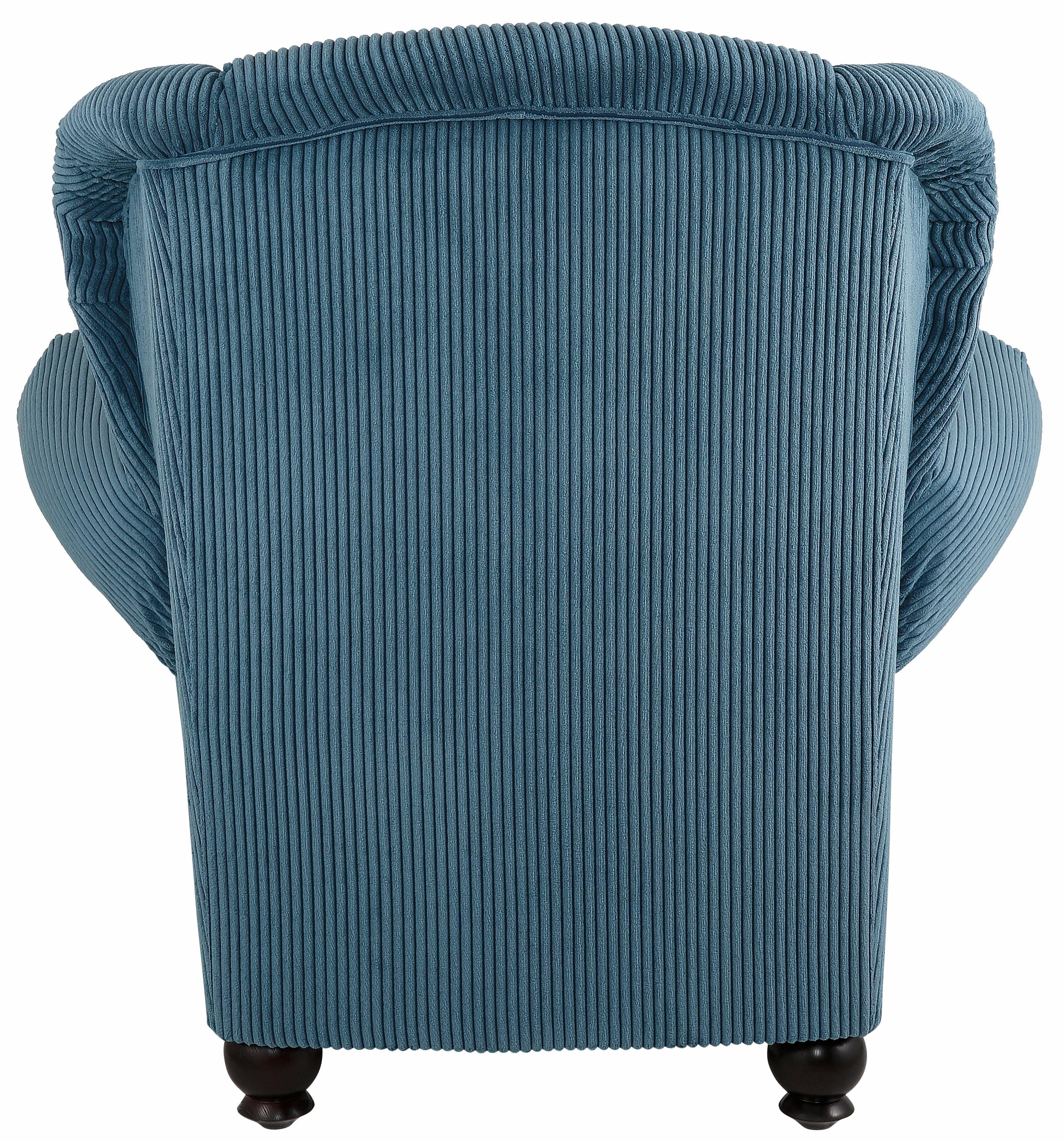 Home affaire Fauteuil King Henry, hoge fauteuil, oorkussen met casual bekleding, binnenvering en losse sierkussens (set)