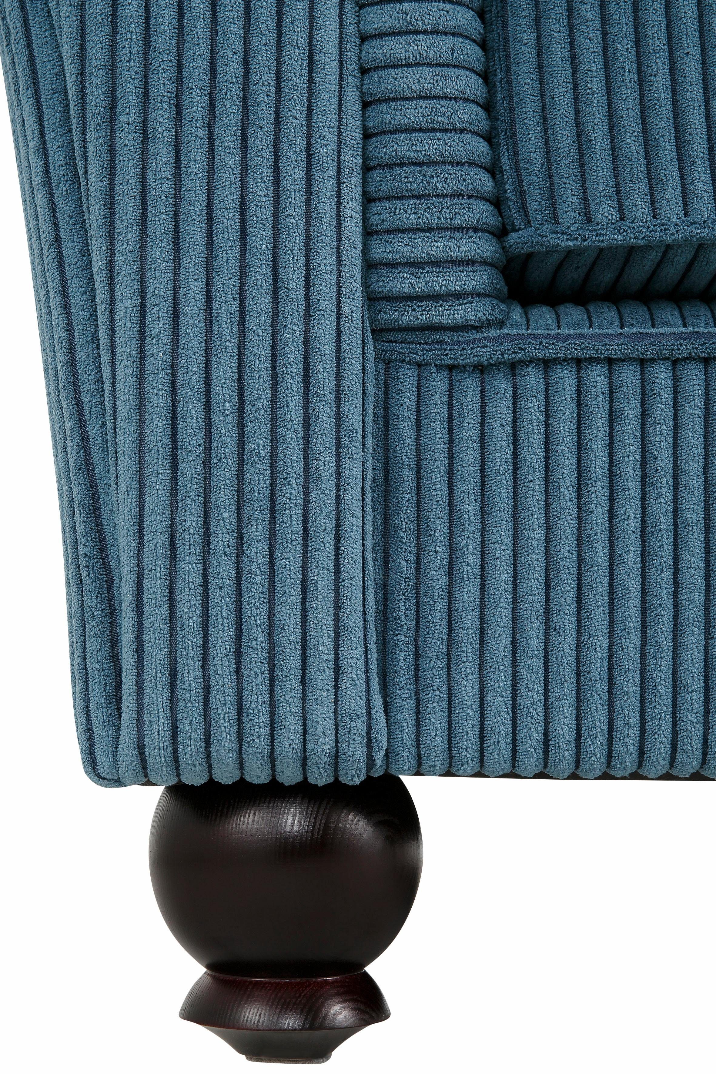 Home affaire Fauteuil King Henry, hoge fauteuil, oorkussen met casual bekleding, binnenvering en losse sierkussens (set)
