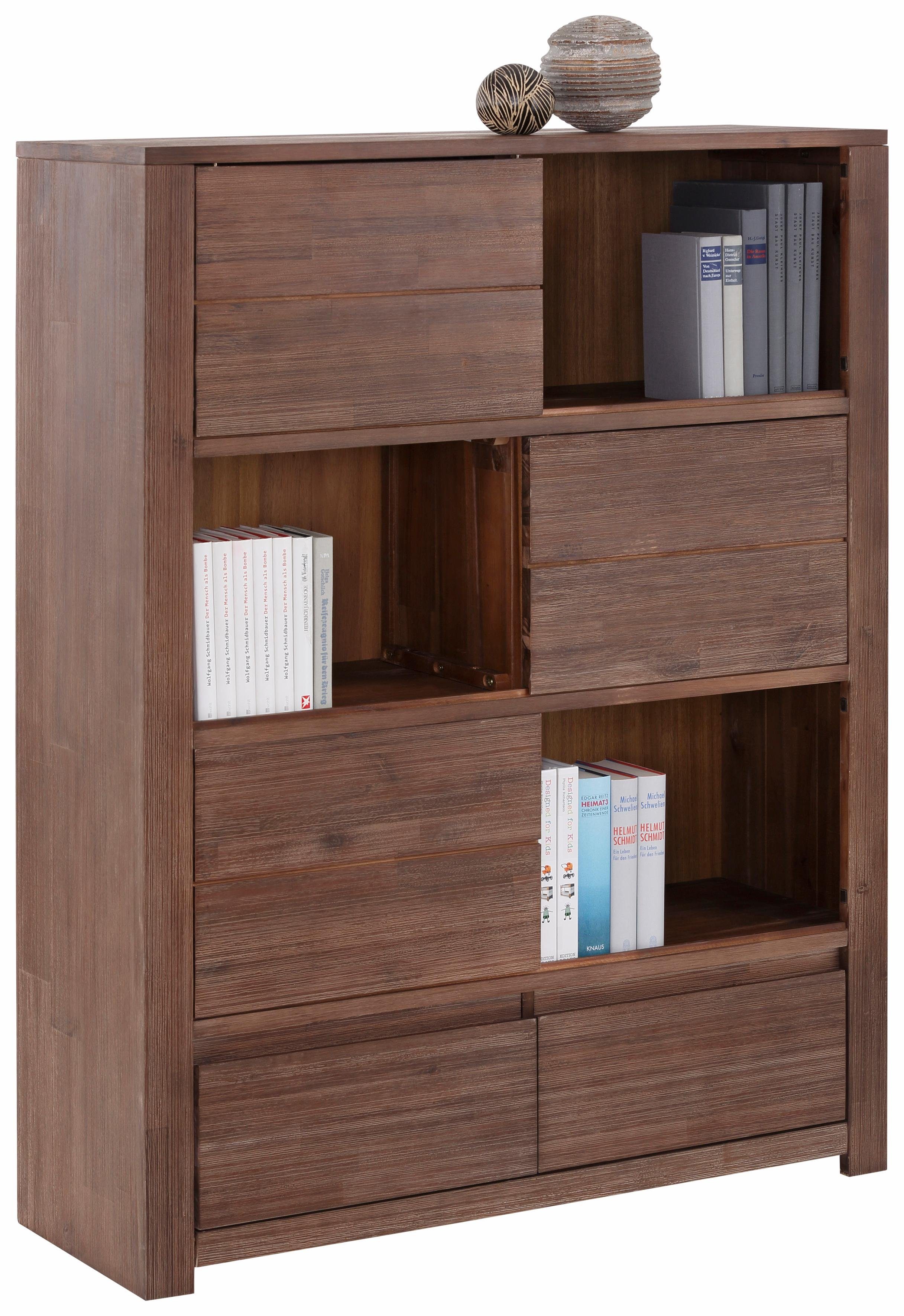 Home affaire Multifunctionele kast Wally met houten schuifdeuren. open kasten bruin