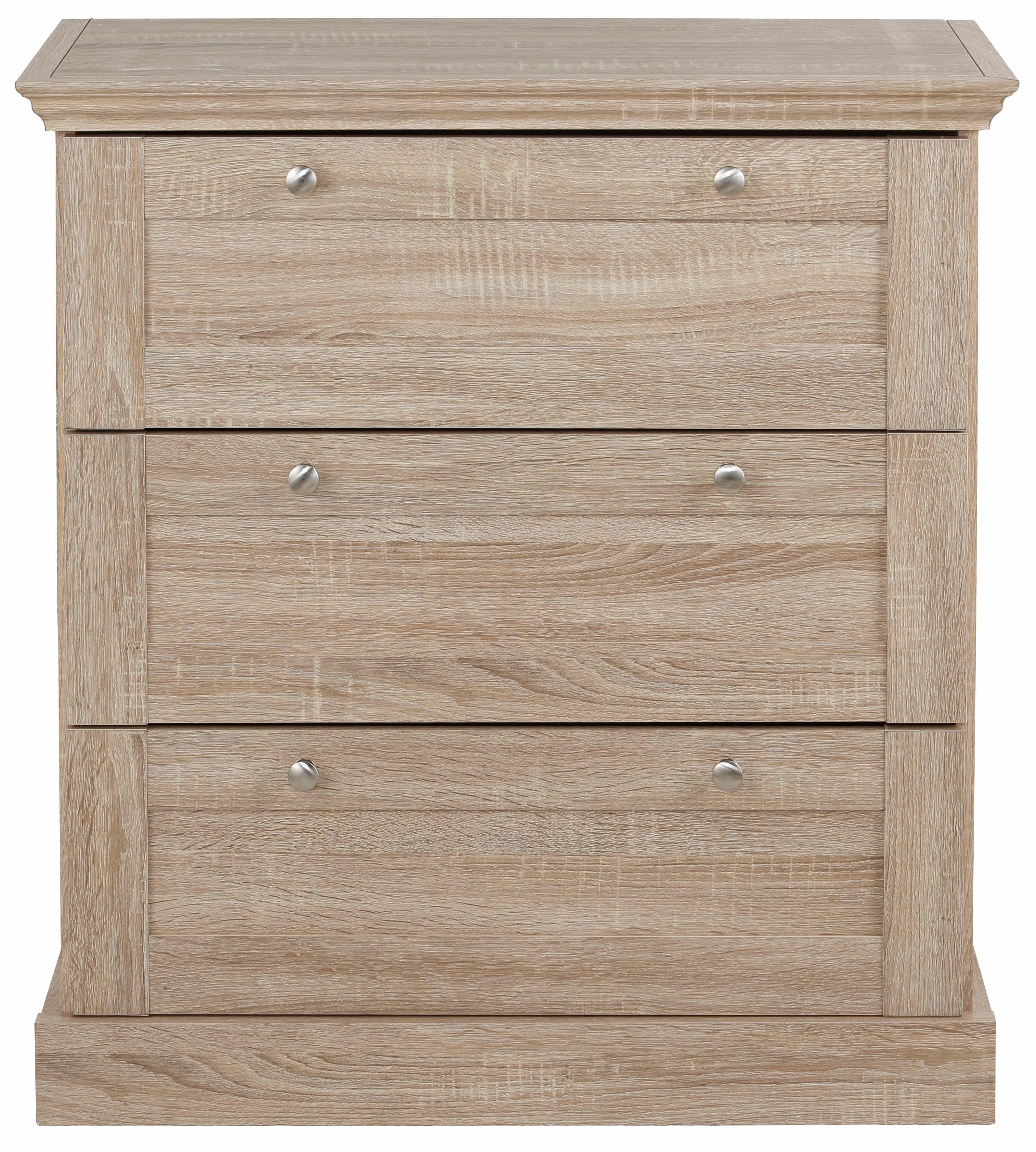 Home affaire Ladekast Binz met mooie metalen handgrepen, 3 laden, breedte 75 cm