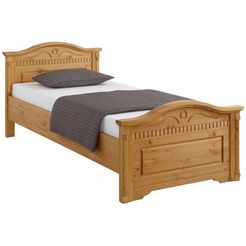 home affaire houten bed graz met decoratief freeswerk, inclusief lattenbodem beige