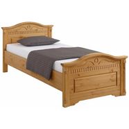 home affaire houten bed graz met decoratief freeswerk, inclusief lattenbodem beige