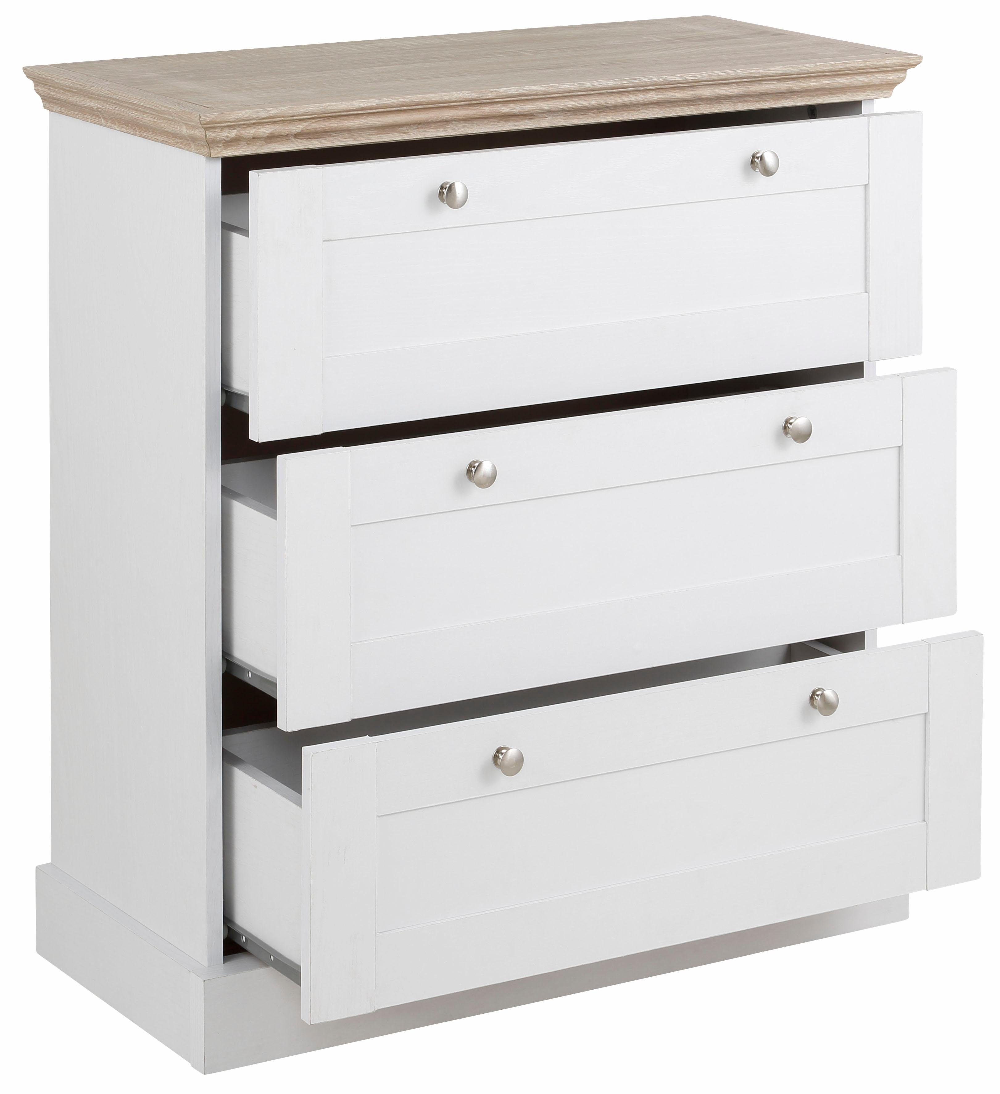 Home affaire Ladekast Binz met mooie metalen handgrepen, 3 laden, breedte 75 cm