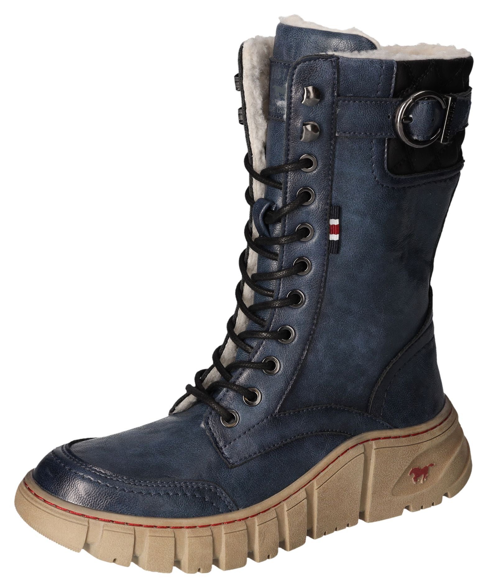 Mustang Shoes Winterlaarzen veterschoenen snowboots profielzool met binnenrits