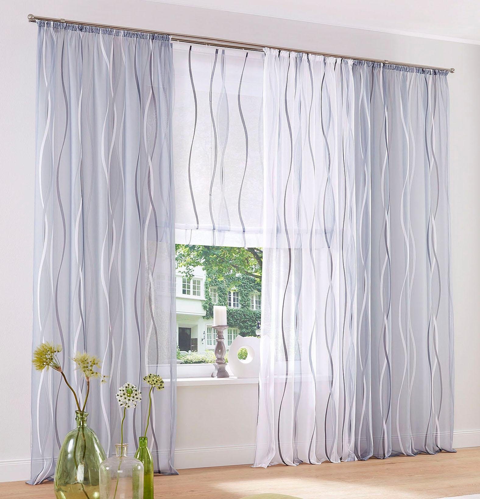 my home Romeins rolgordijn Dimona Transparant, voile, polyester, golven (1 stuk)