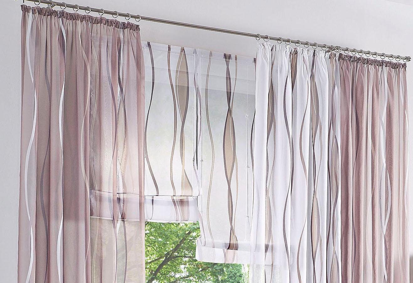 my home Romeins rolgordijn Dimona Transparant, voile, polyester, golven (1 stuk)