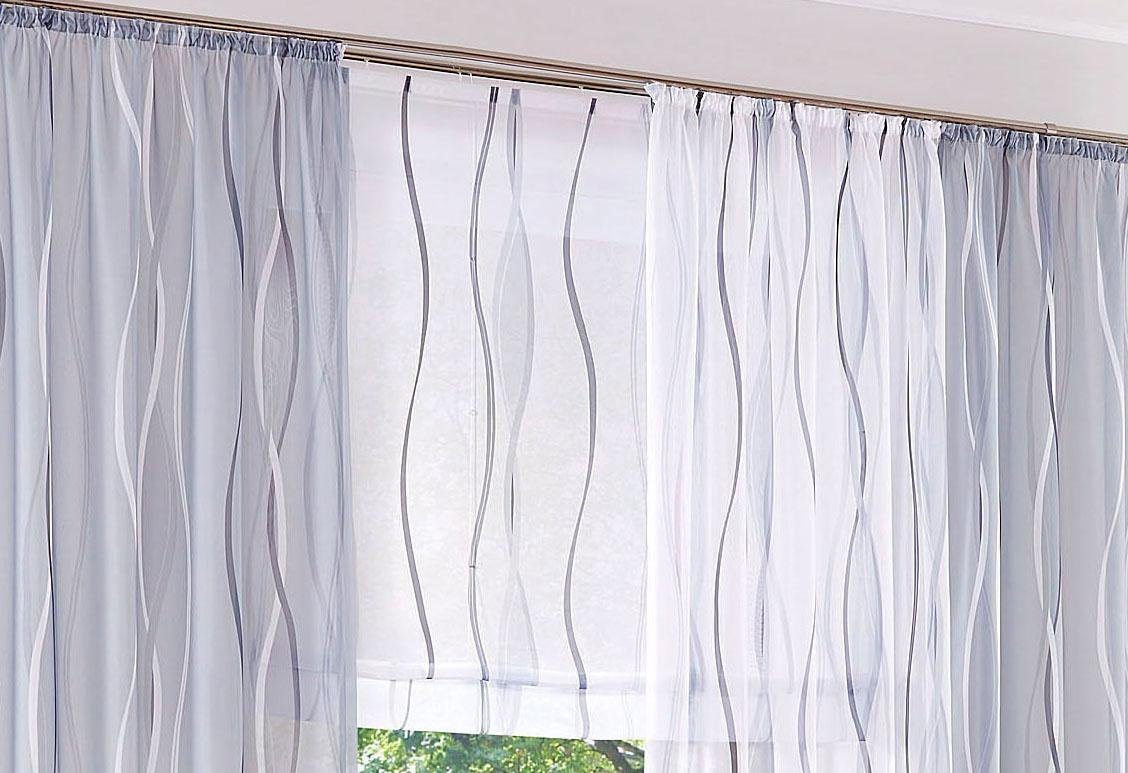 my home Romeins rolgordijn Dimona Transparant, voile, polyester, golven (1 stuk)