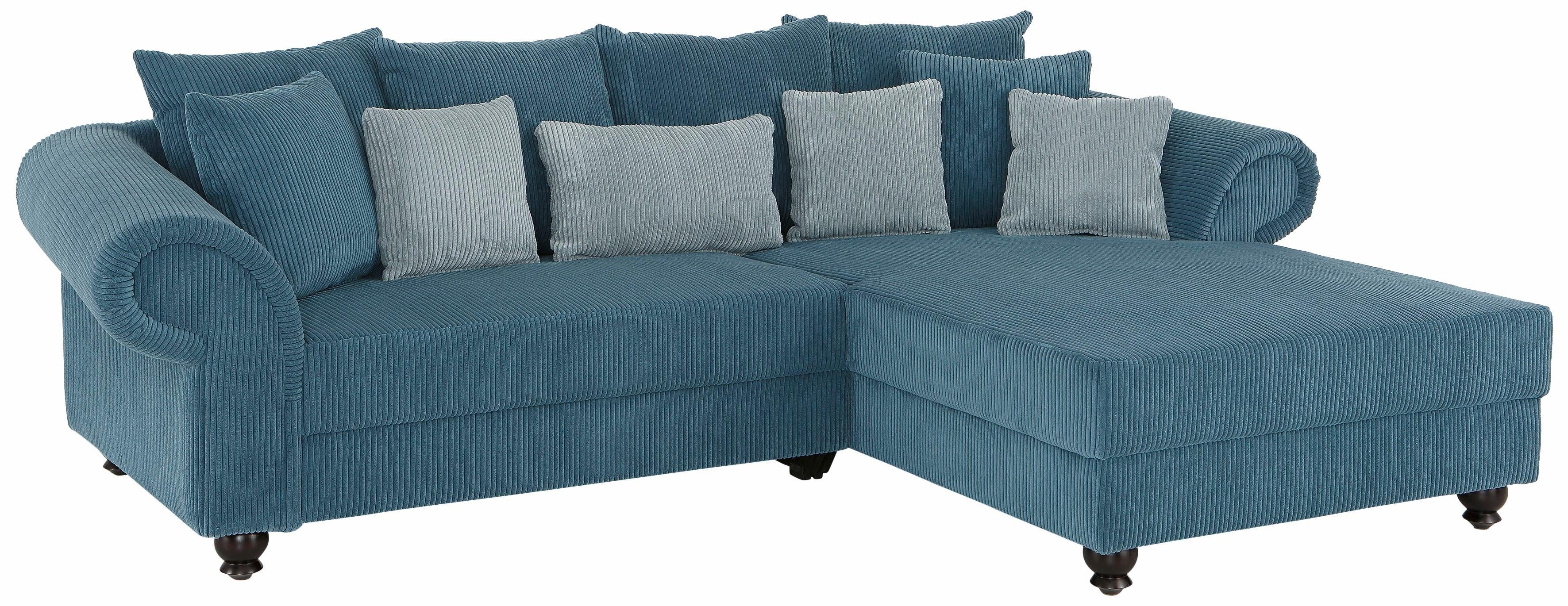Home affaire Hoekbank King George King Henry, L-vorm met binnenvering, in casual bekleding en vele kussens
