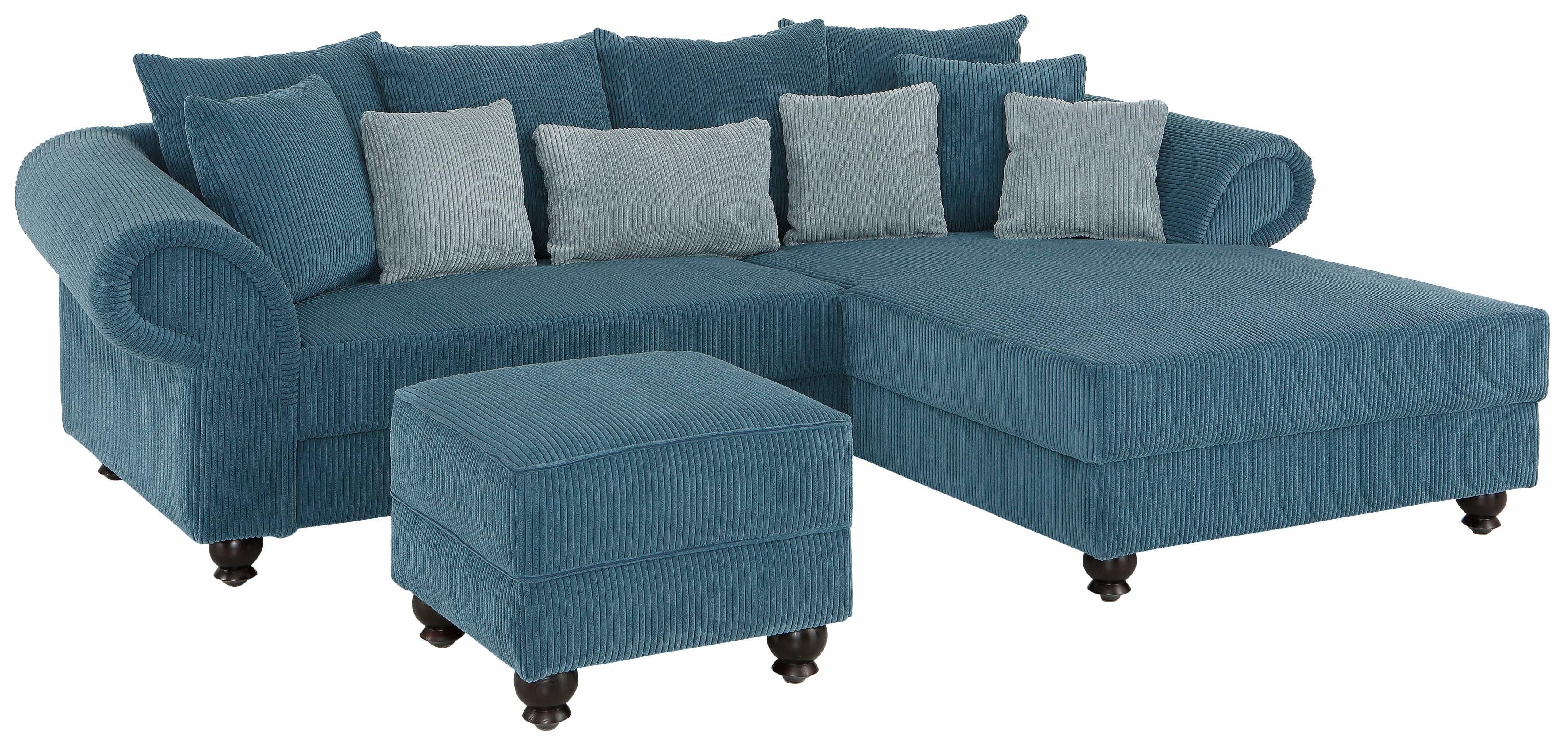 Home affaire Hoekbank King George King Henry, L-vorm met binnenvering, in casual bekleding en vele kussens