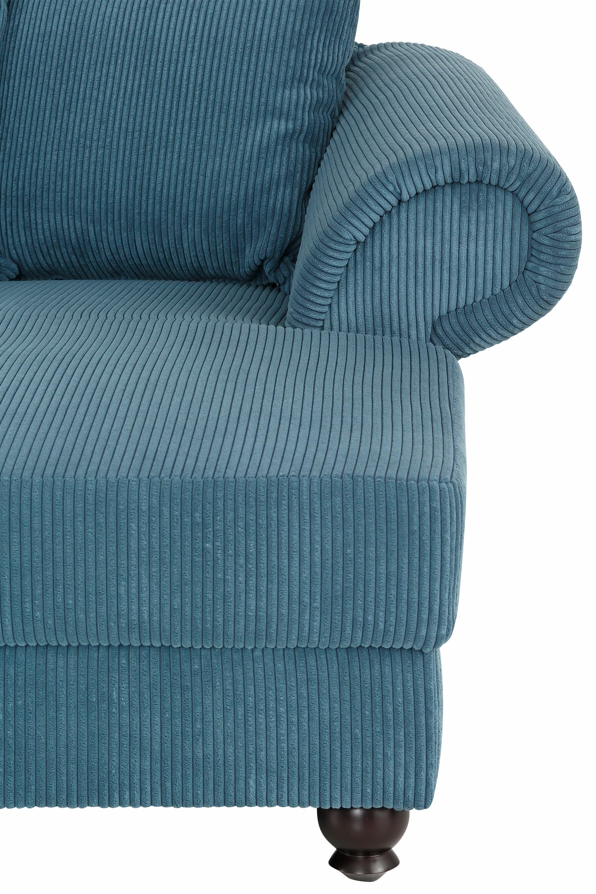 Home affaire Hoekbank King George King Henry, L-vorm met binnenvering, in casual bekleding en vele kussens