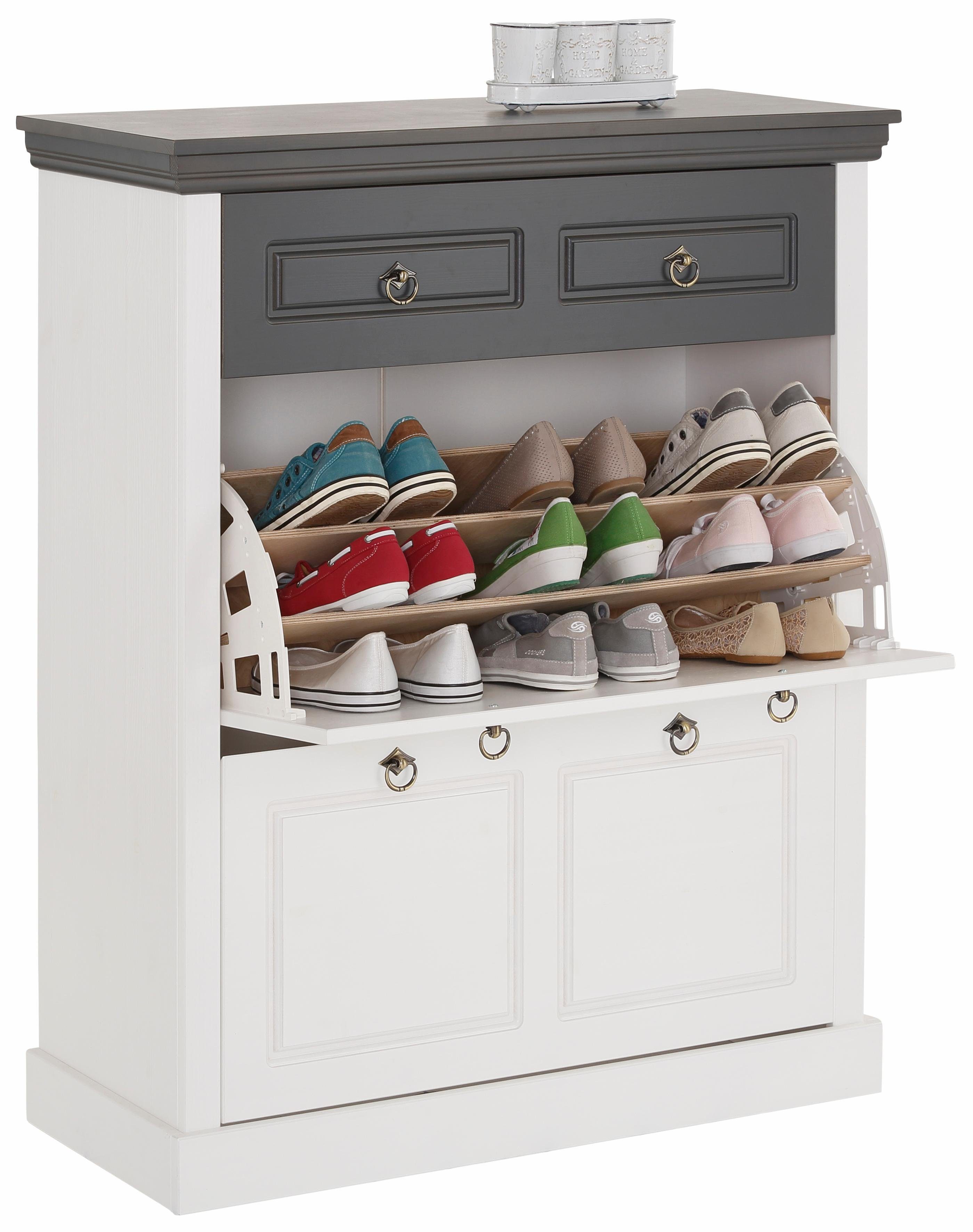 Home affaire Schoenenkast Basilico van massieve dennen, fsc®, breedte 90 cm, met lade, cassette-look