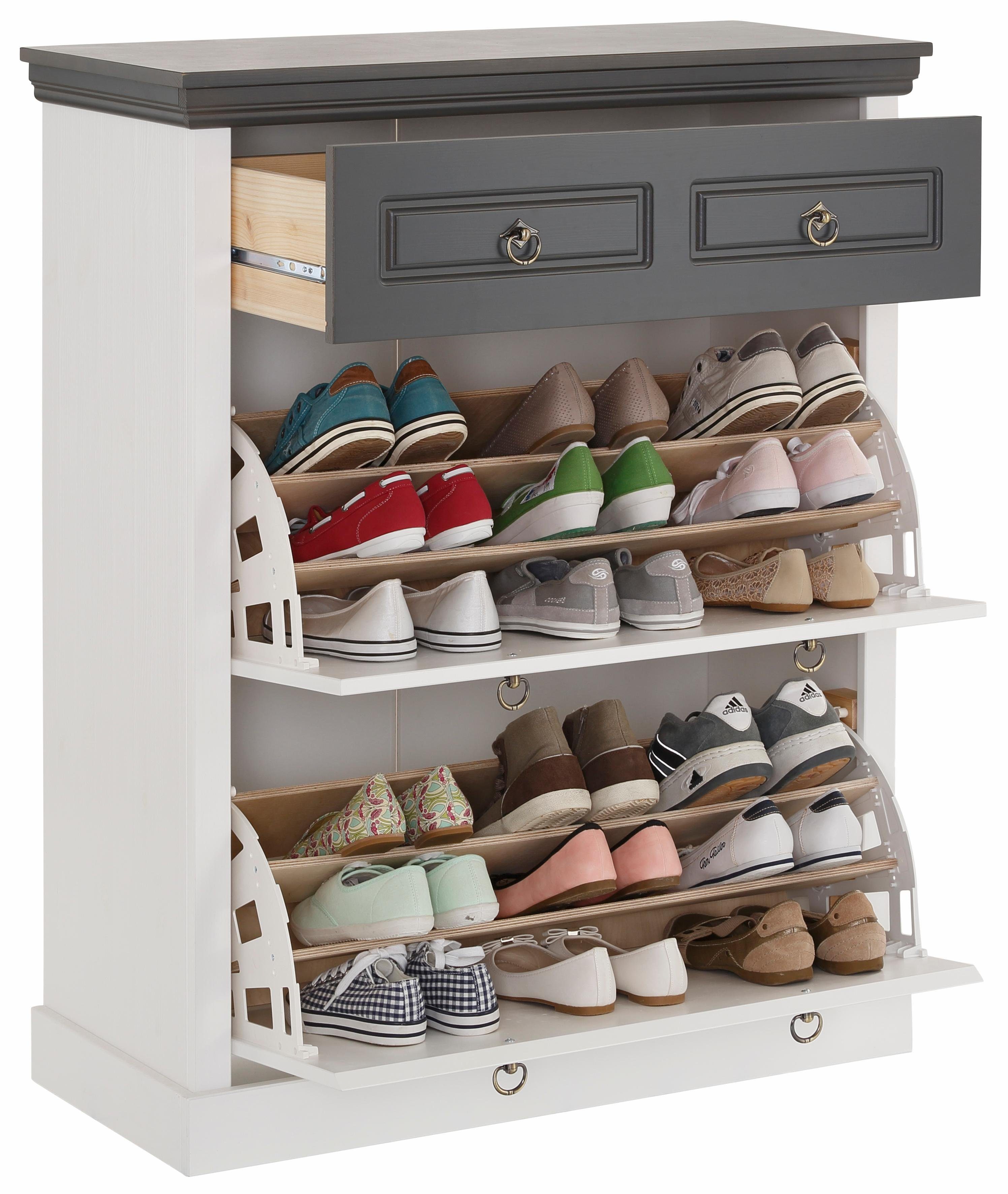 Home affaire Schoenenkast Basilico van massieve dennen, fsc®, breedte 90 cm, met lade, cassette-look