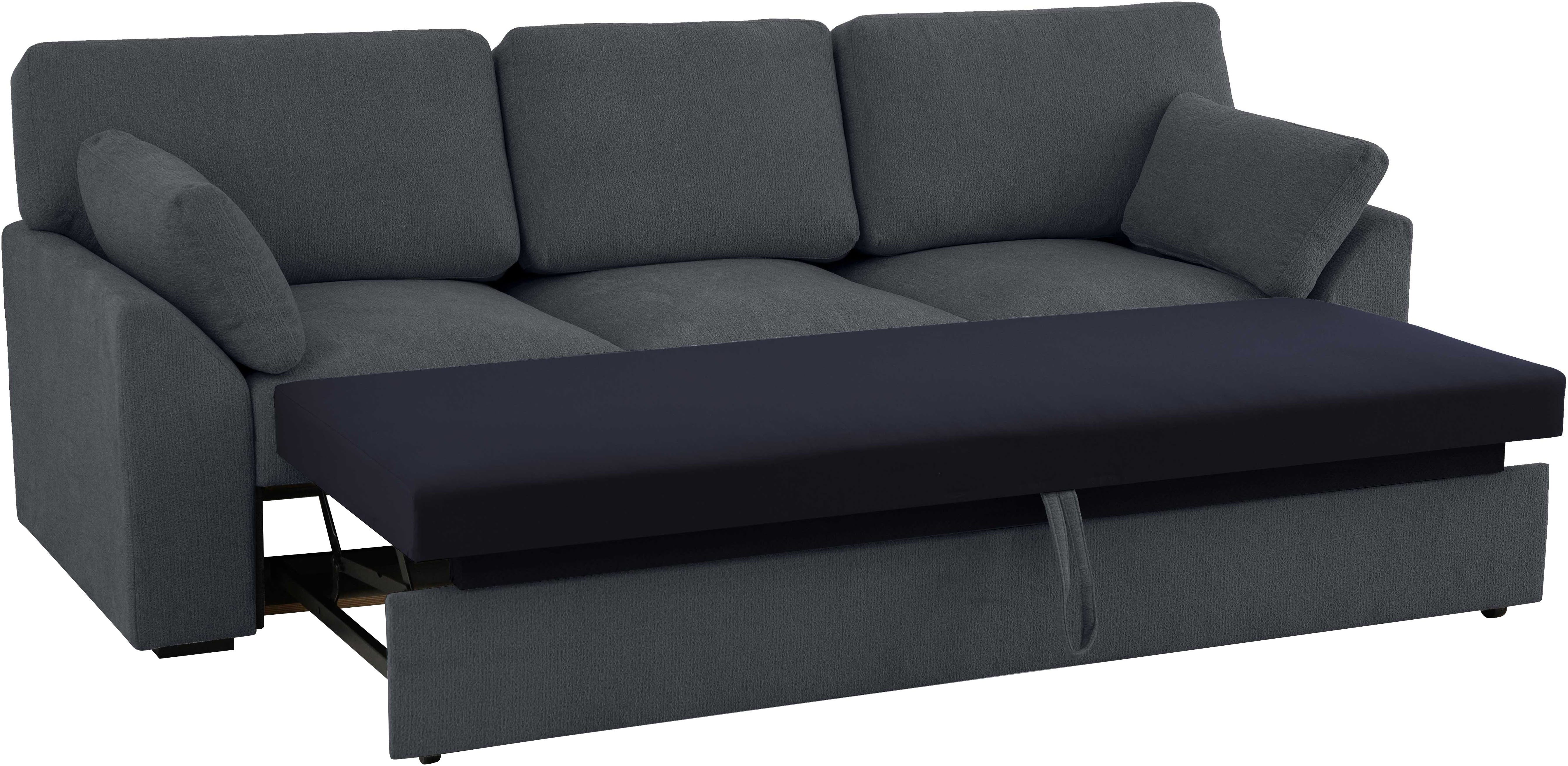 Home affaire 3-zitsbank Citry Breedte 233 cm, chenille, met bedfunctie, ligoppervlak 144x190 cm