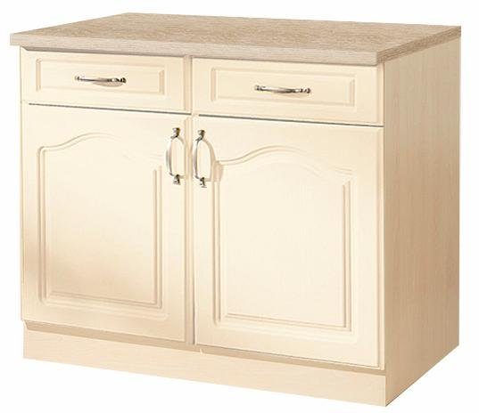 wiho Küchen Onderkast Linz 100 cm breed, in landhuisstijl onderkasten beige