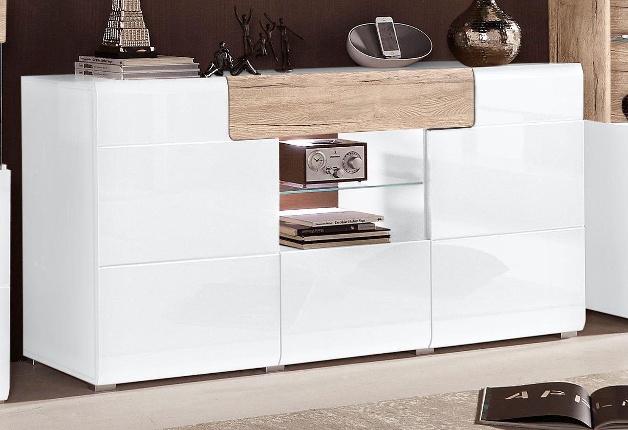 INOSIGN Dressoir Toledo, breedte 159 cm, moderne sidetable met decoratief freeswerk, greeploos