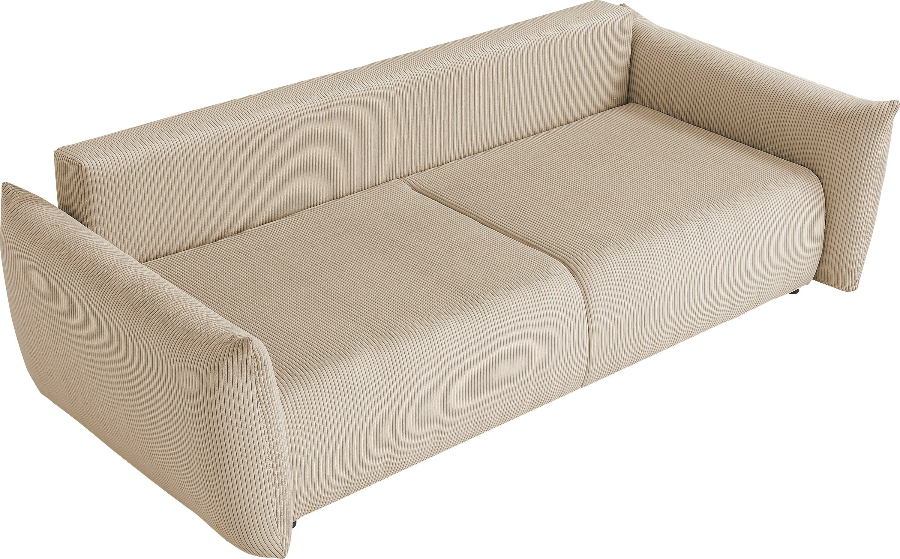 INOSIGN 3-zitsbank MAVAS slaapbank met bedlade ca. 240/108 cm (ligoppervlak 212/145 cm), ribfluweel, chenille, structuur