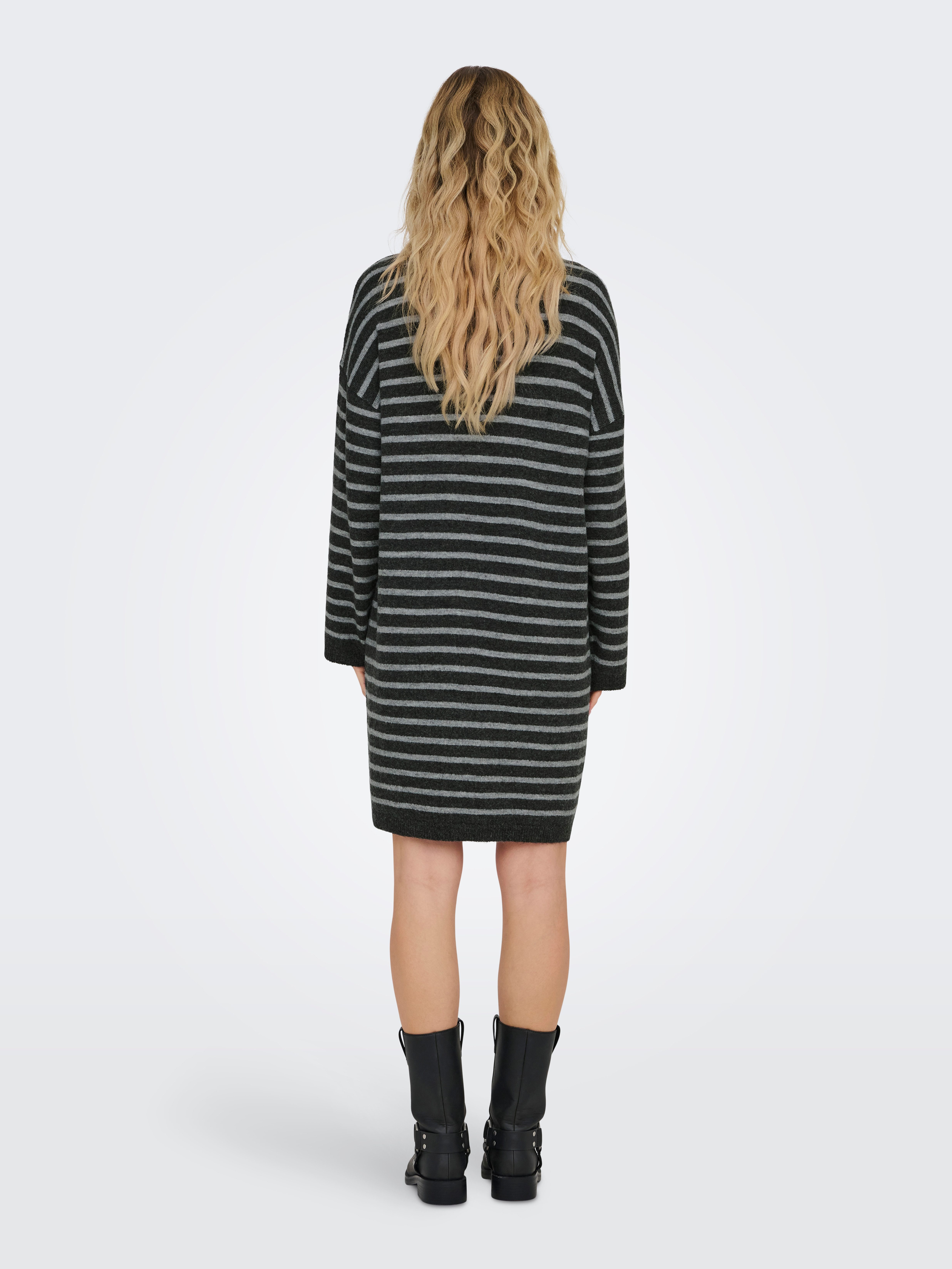 Only Gebreide jurk ONLTALIO LS STRIPE ROLLNECK DRESS BF KNT