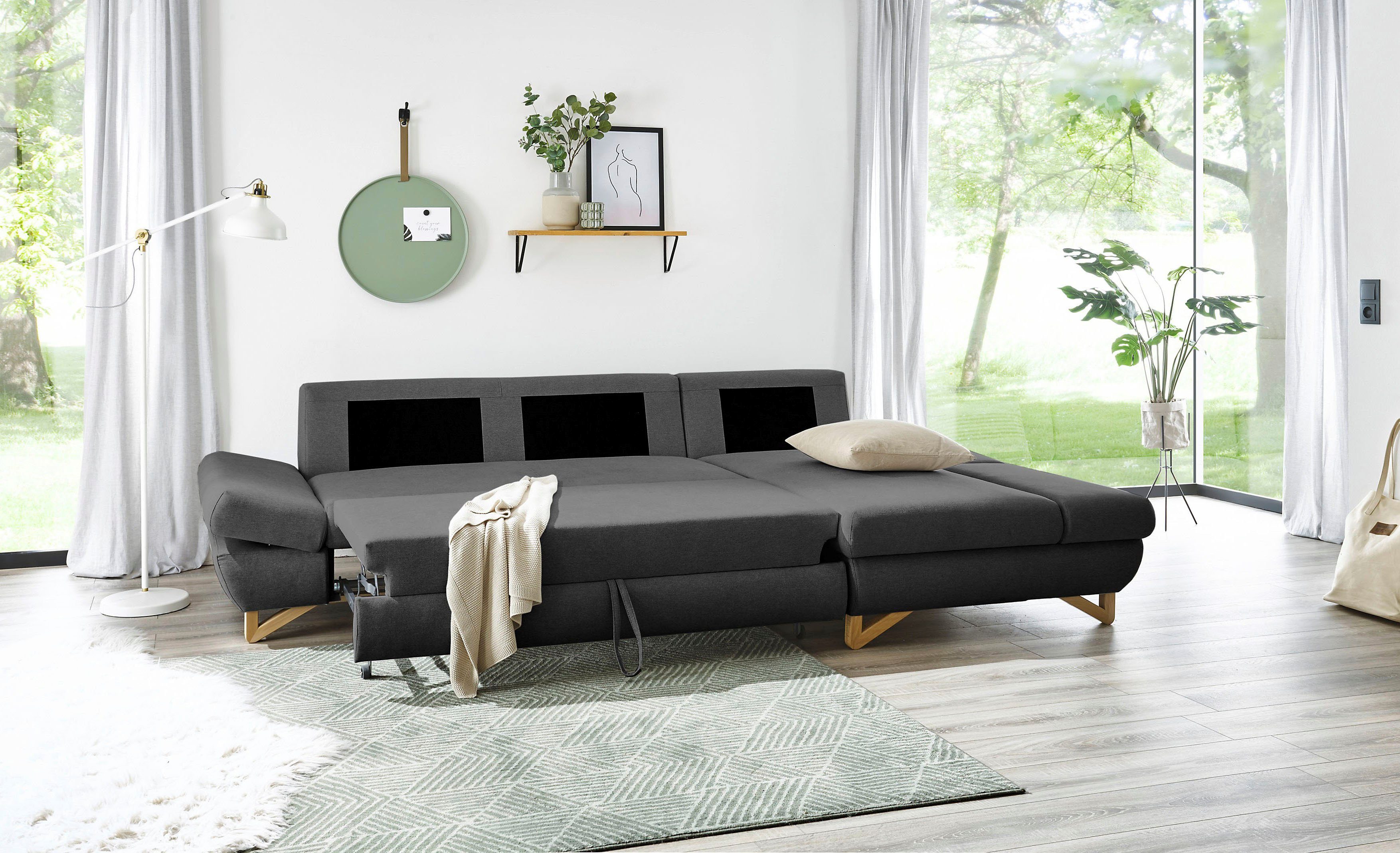 INOSIGN Slaapbank City/Giron comfortabele slaapbank (ligoppervlak 245 x 138 cm) en bedlade