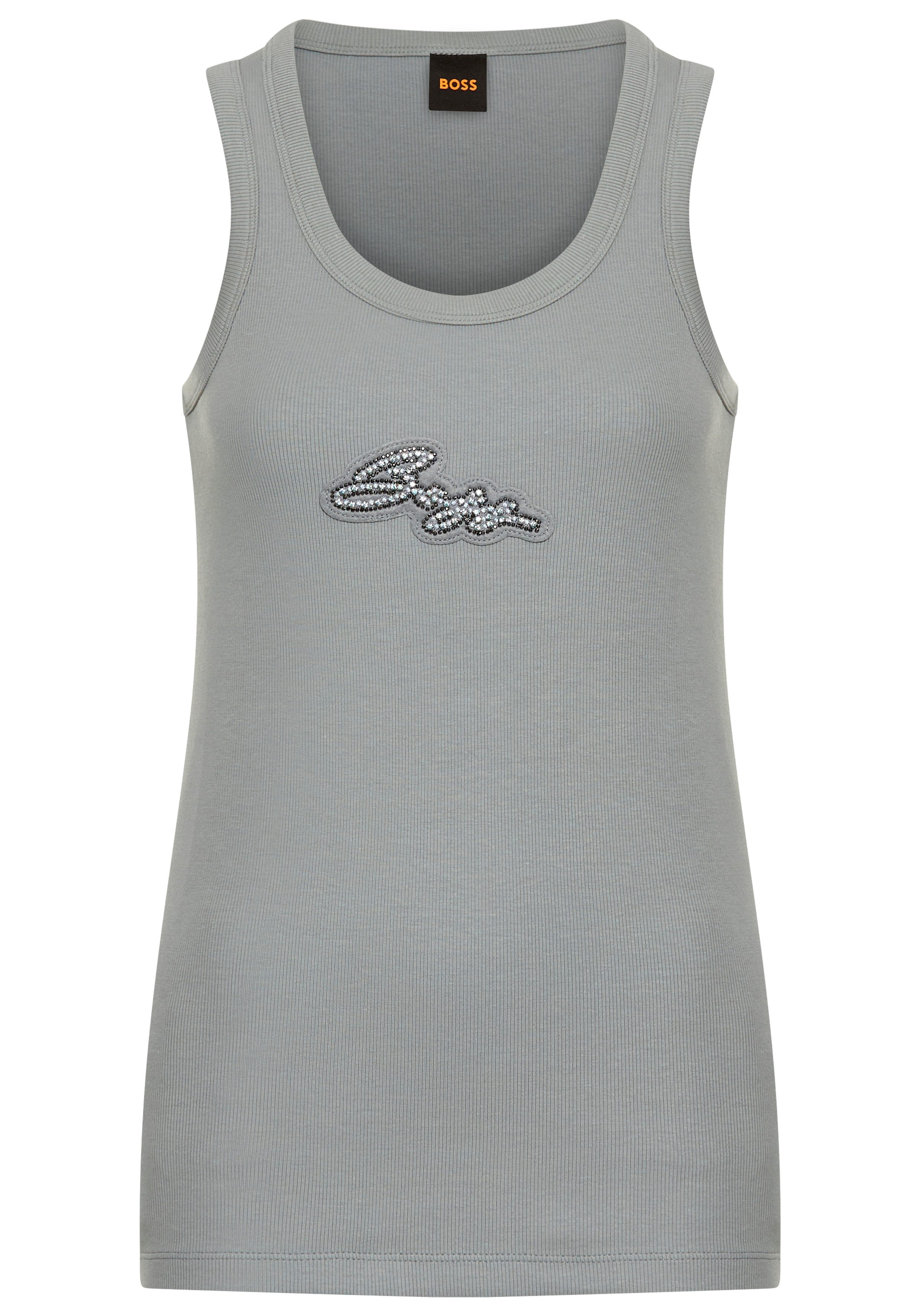 Boss Orange Geribde tanktop Ematite Stonebadge Premium Damesmode