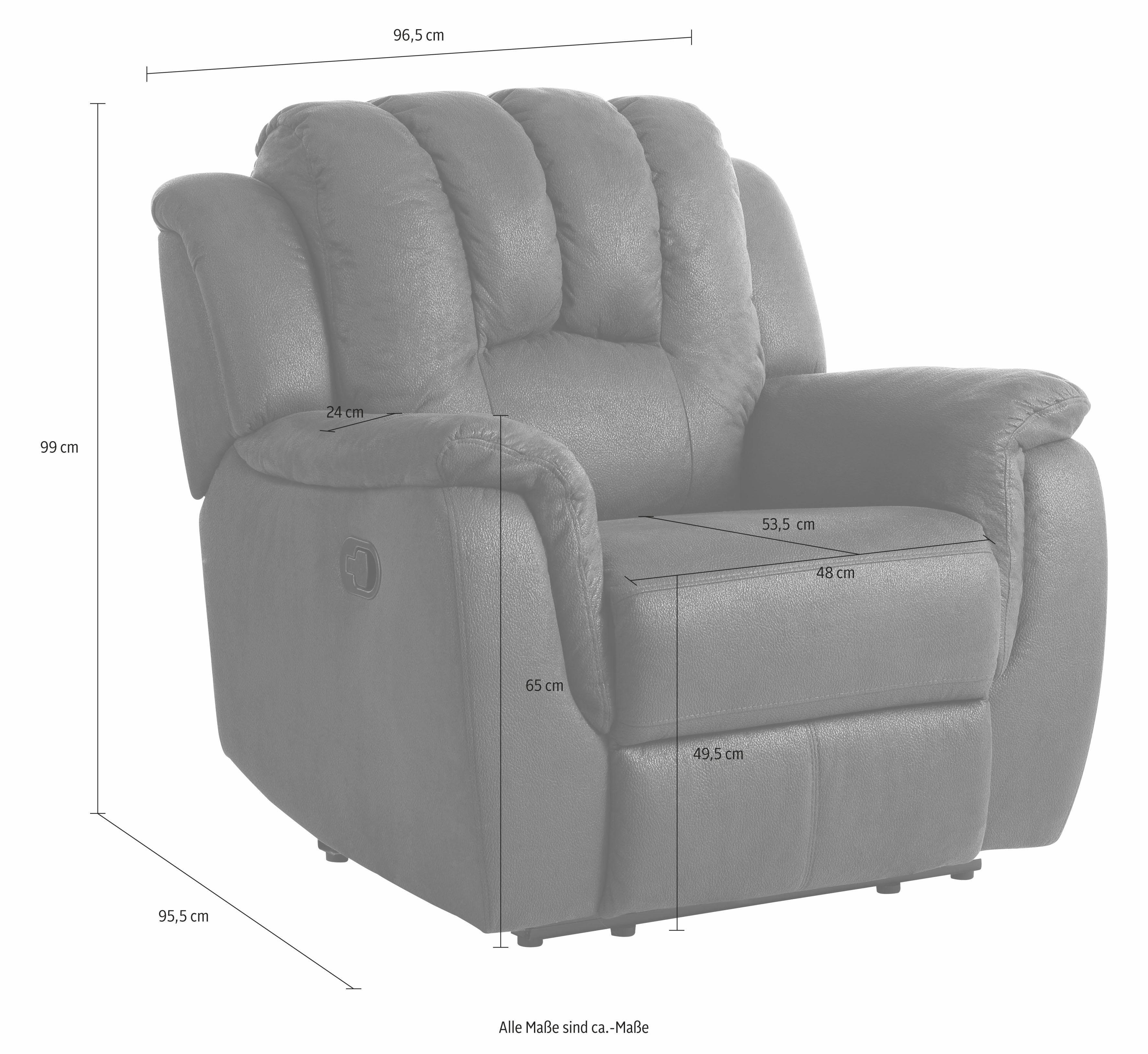 Home affaire XXL-fauteuil Markus met royale relaxfunctie, met binnenvering, hoge belastbaarheid (set)