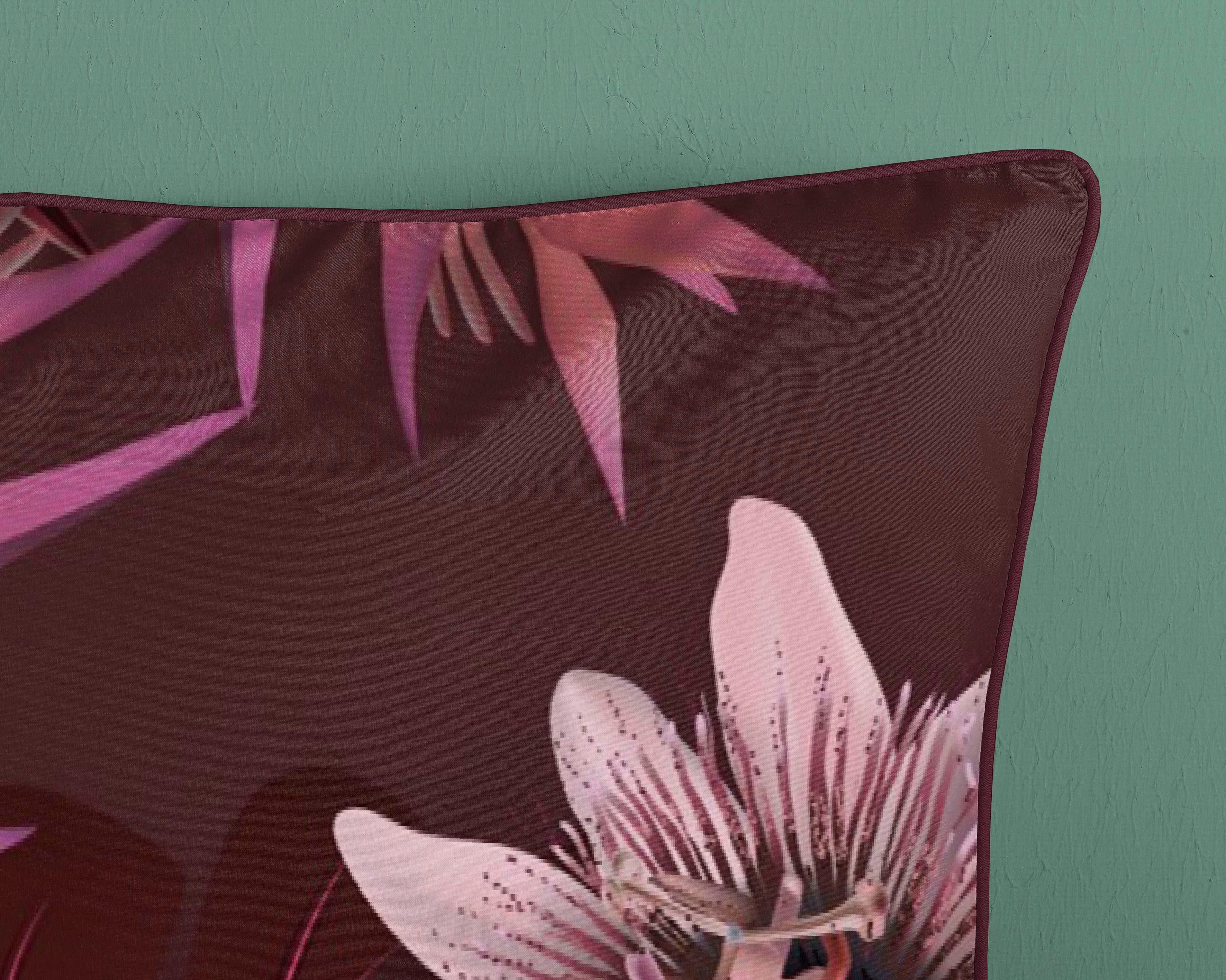 Descanso Tweezijdig te gebruiken overtrekset Farze Katoen, Mako-satijn, 135x200, Bies, Rits, Omkeerbaar, Bloemen