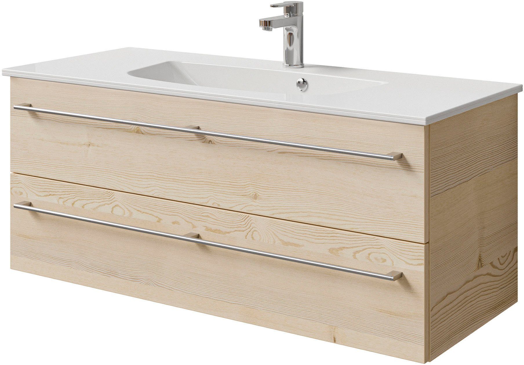 Saphir Wastafelonderkast Serie 6025 Mineralmarmor-Waschtisch mit Unterschrank, 117 cm breit (2-delig