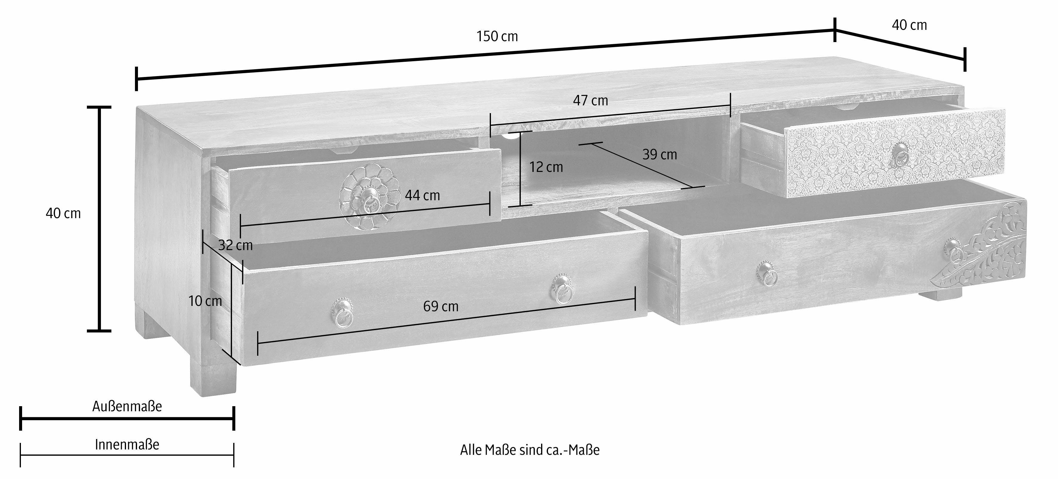 Home affaire Tv-meubel Mahar Commode met metalen fronten, breedte 150 cm