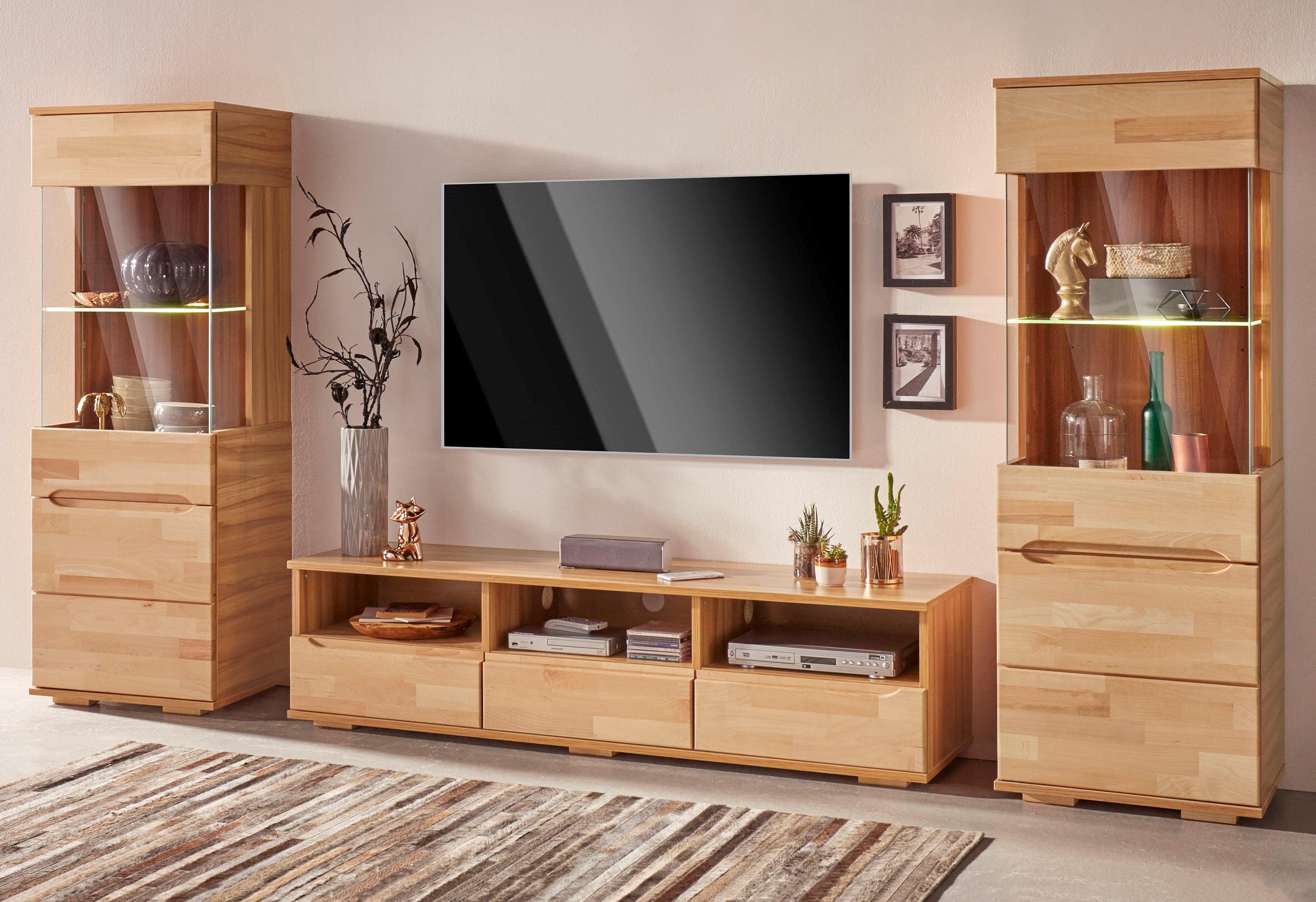 Home affaire Wandmeubel Vetro gedeeltelijk massief hout (set, 3-delig)