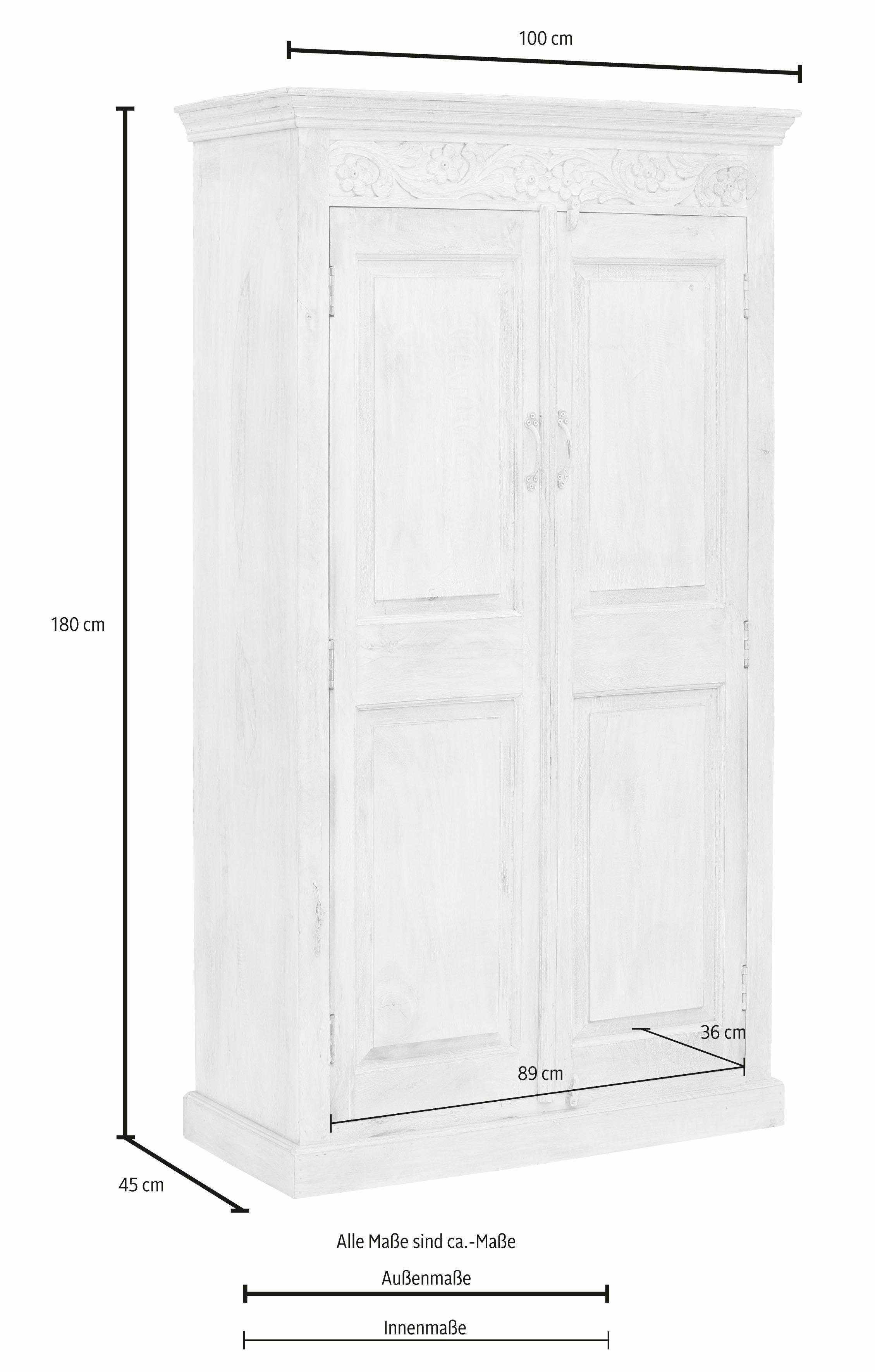Home affaire Kledingkast Devdan met decoratief freeswerk boven, breedte 100 cm, veel bergruimte