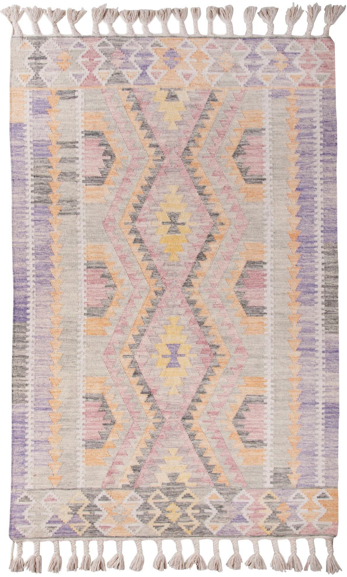 TOM TAILOR HOME Wollen kleed Vintage Classic Kelim zuivere wol, met de hand geweven, met franje, boho-stijl