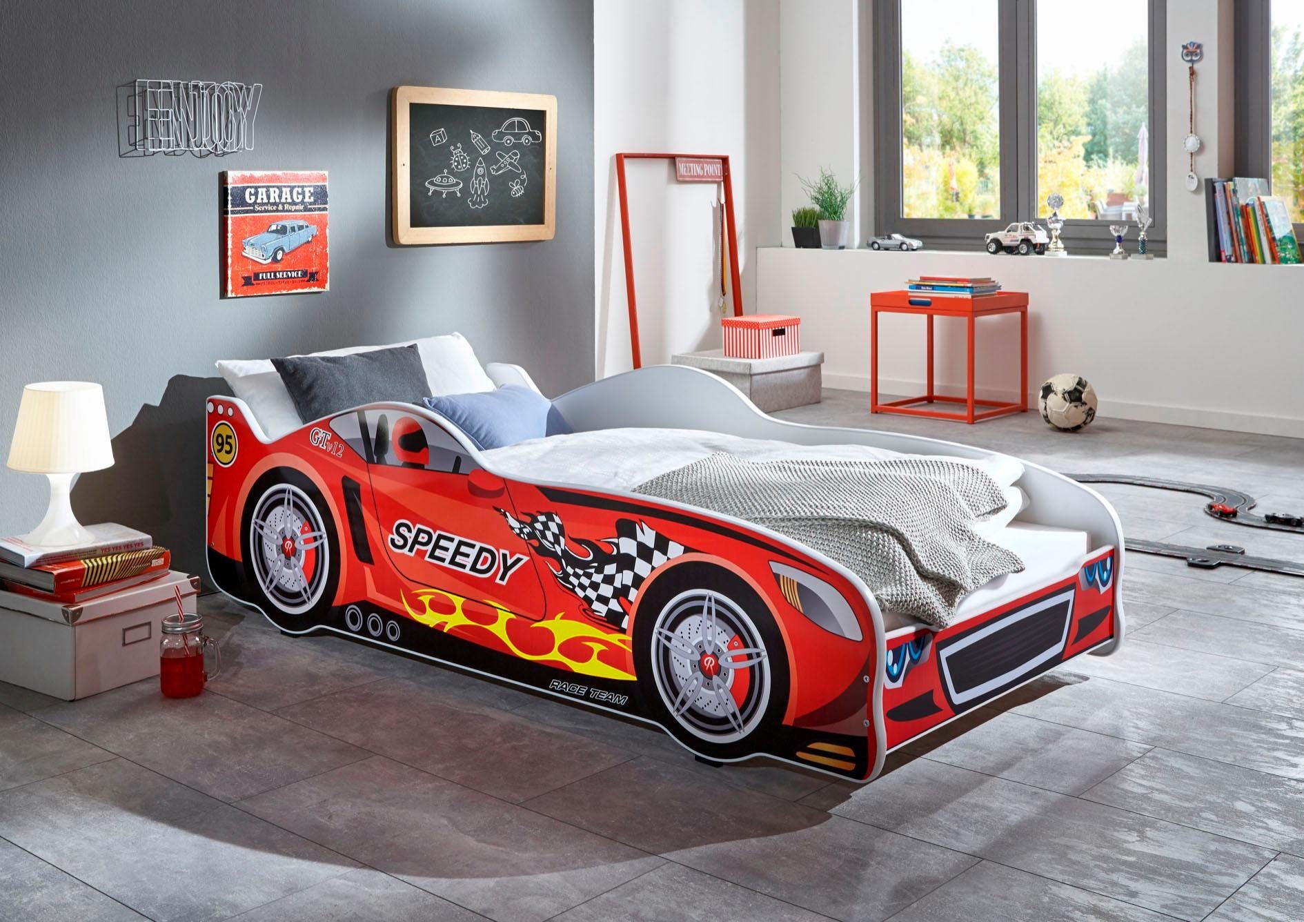 Relita Kinderledikant Speedy Raceauto-ledikant eenpersoonsbedden rood