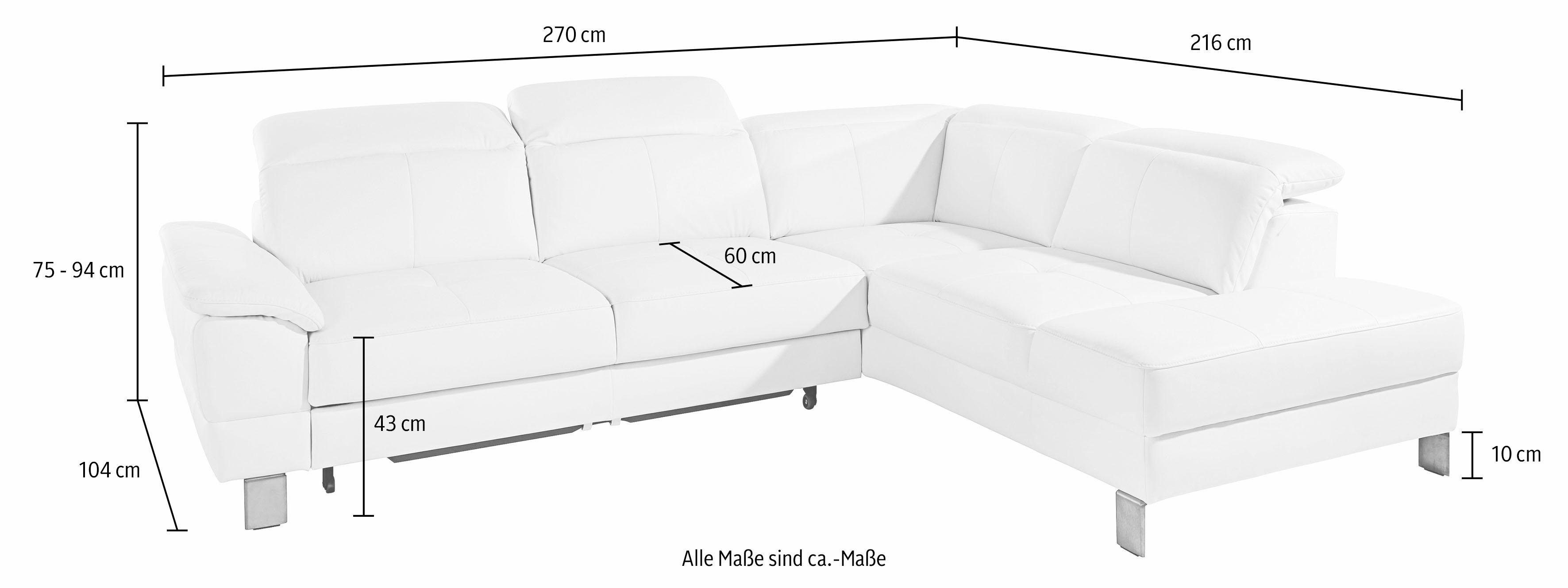 exxpo - sofa fashion Hoekbank Mantua, L-vorm met hoofd- of rugverstelling, bedfunctie en bedlade
