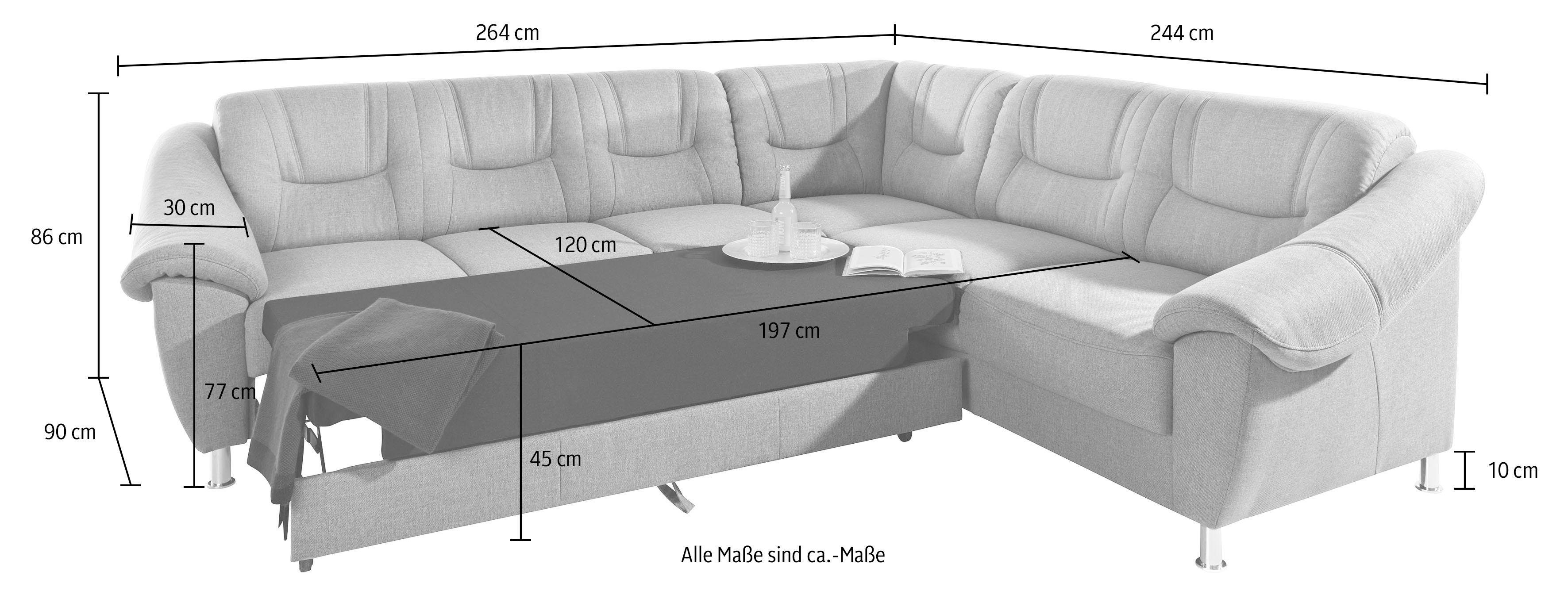 sit&more Hoekbank Salsa L-vorm met binnenvering, naar keuze met slaapfunctie