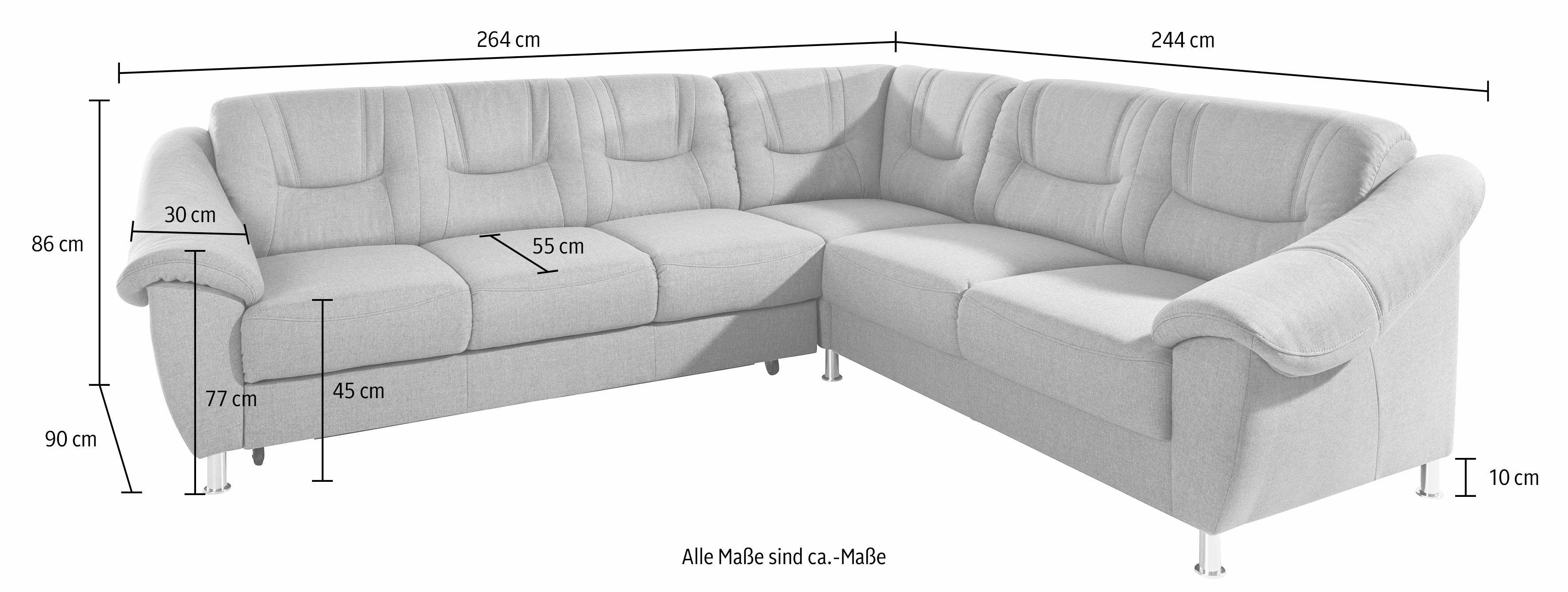 sit&more Hoekbank Salsa L-vorm met binnenvering, naar keuze met slaapfunctie