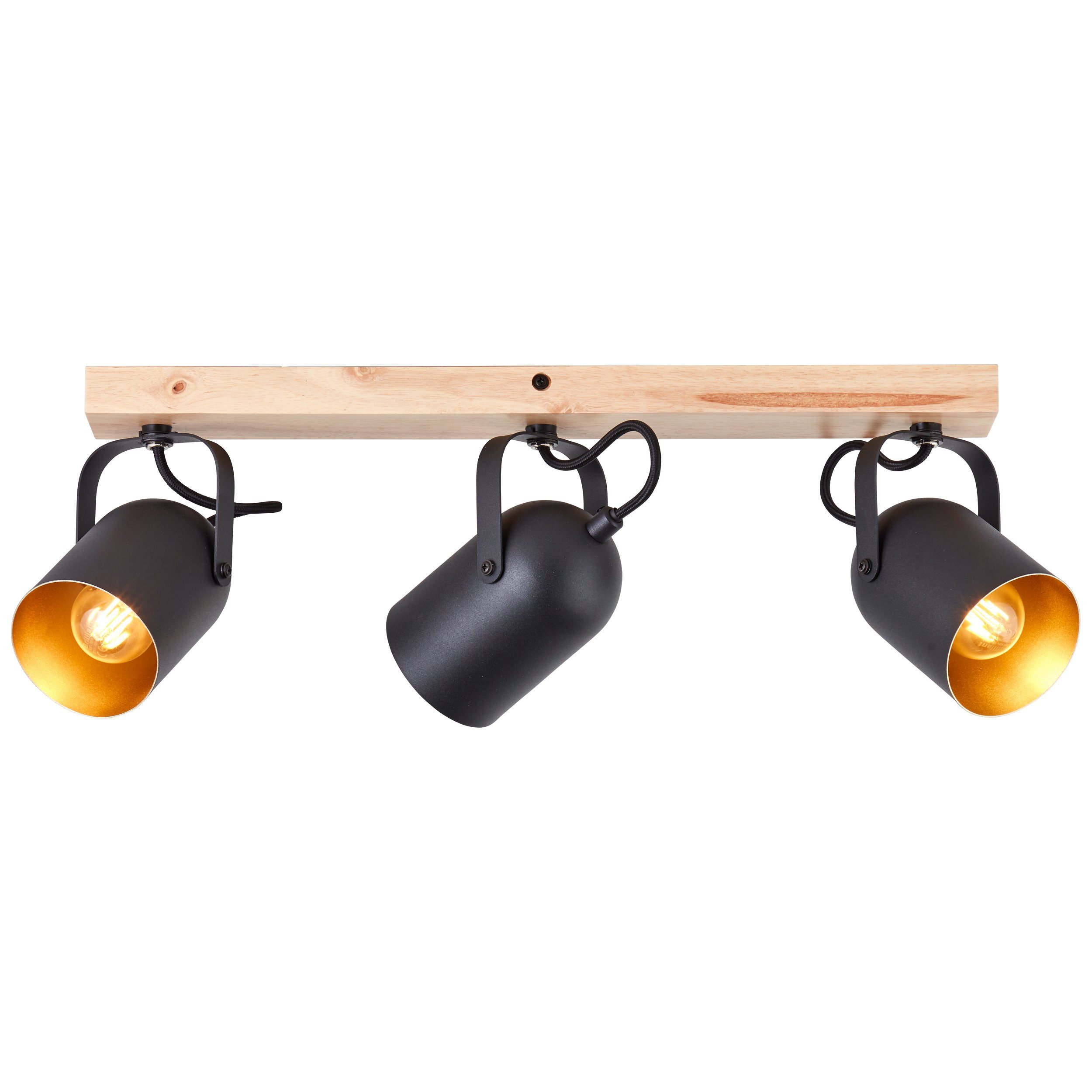 Brilliant Leuchten Plafondspot Tronte 58 cm breedte, e14, draaibaar, metaal/hout, goudkleurig/zwart/bruin (1 stuk) plafondlampen goud(kleur)