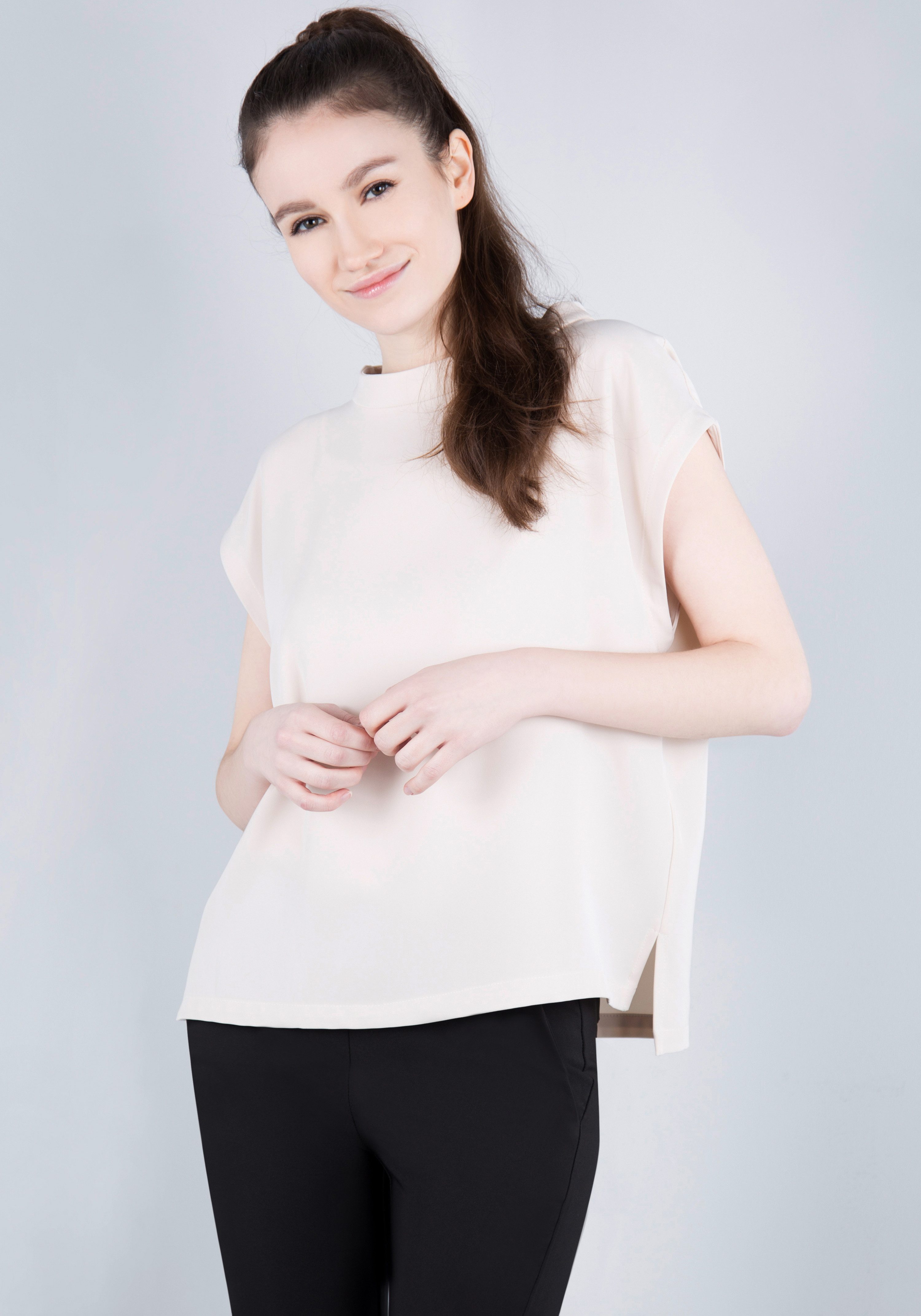 IMPERIAL Top gemaakt van een lichte, soepelvallende stof dames tops maat XS (34) beige