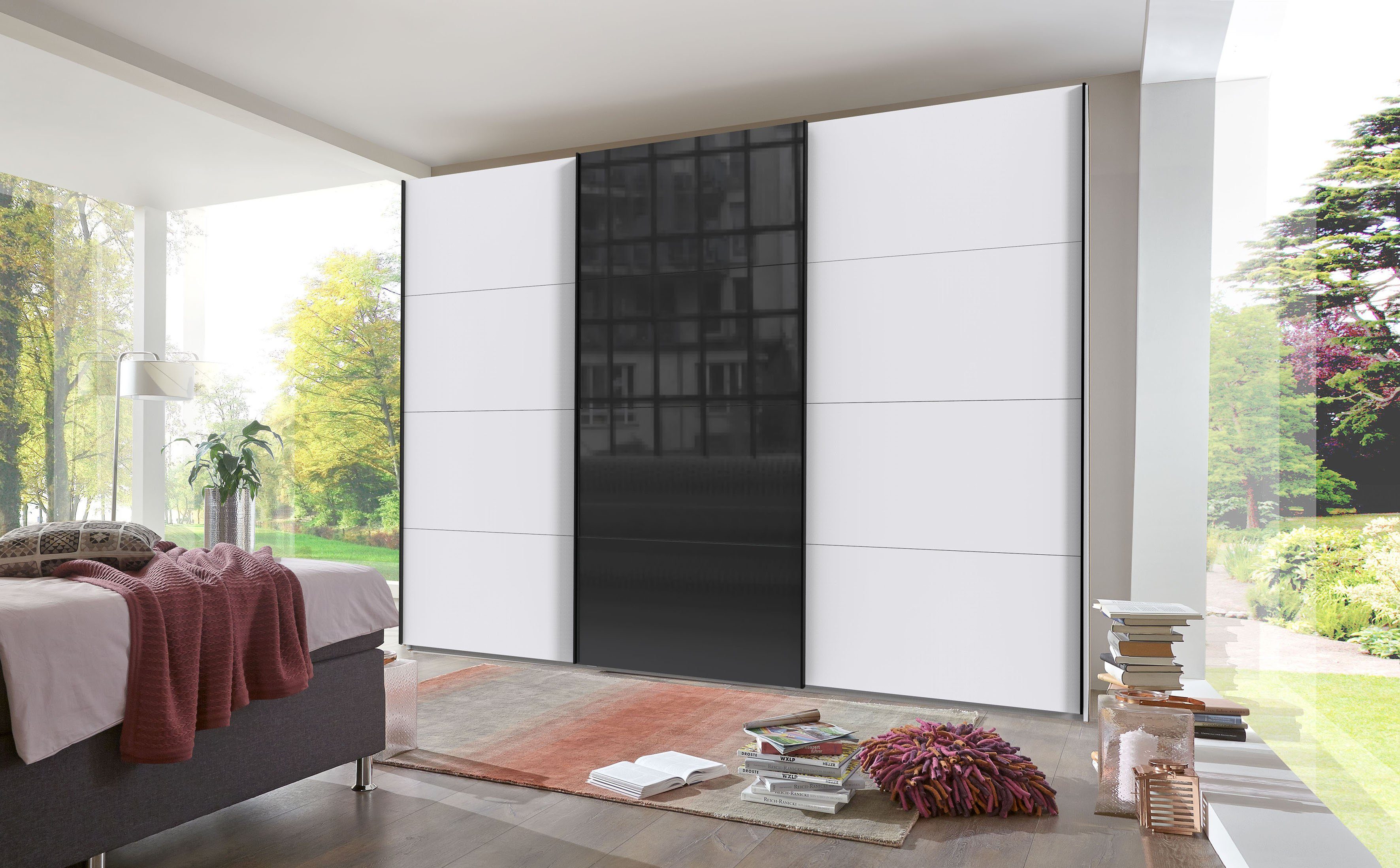 Wimex Zweefdeurkast Norderstedt Inclusief 2 stoffen dozen en 2 extra planken, met glasdeur