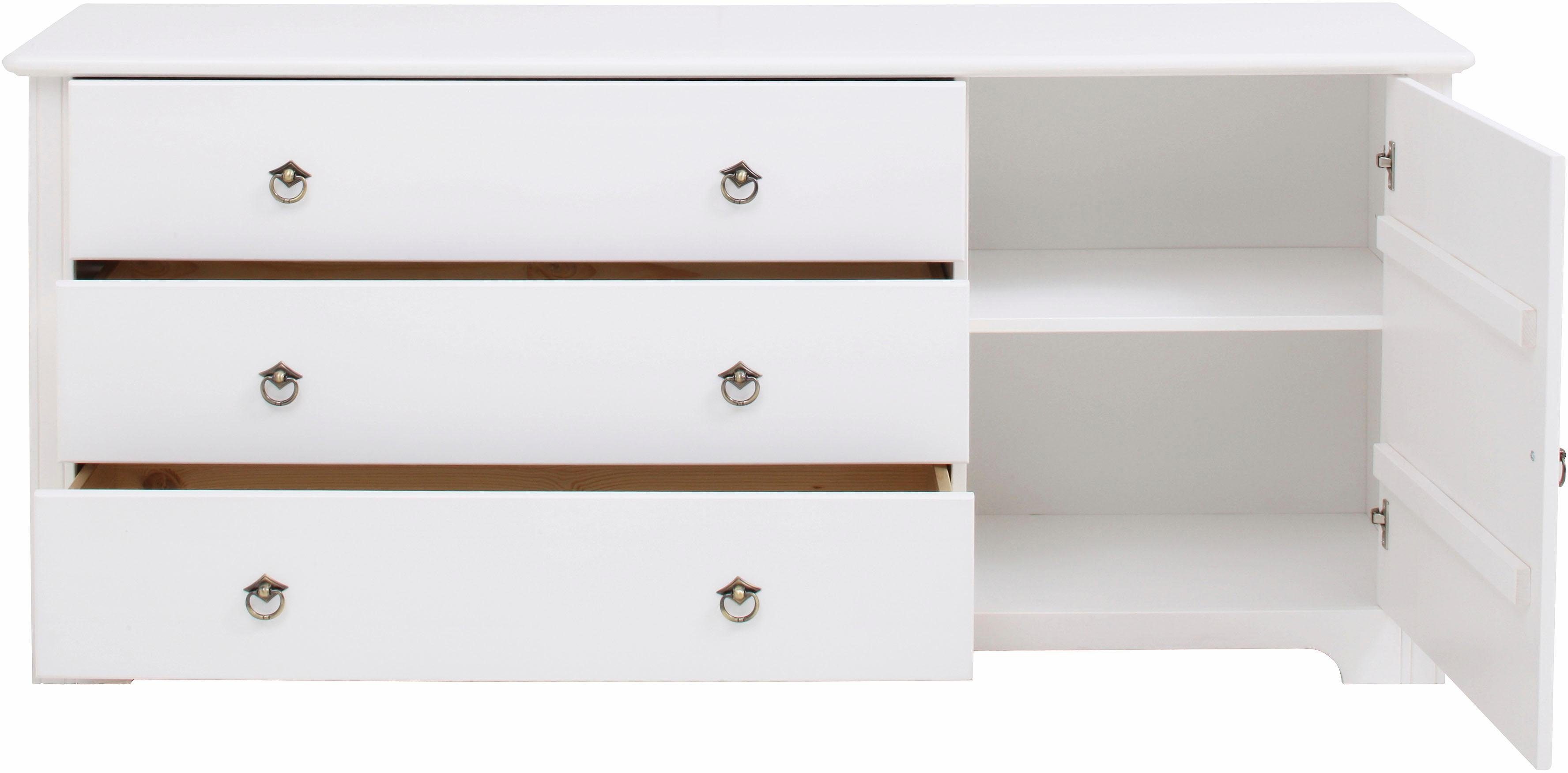 Home affaire Kast met laden en deuren Hugo gemaakt van massief grenen, breedte 152 cm
