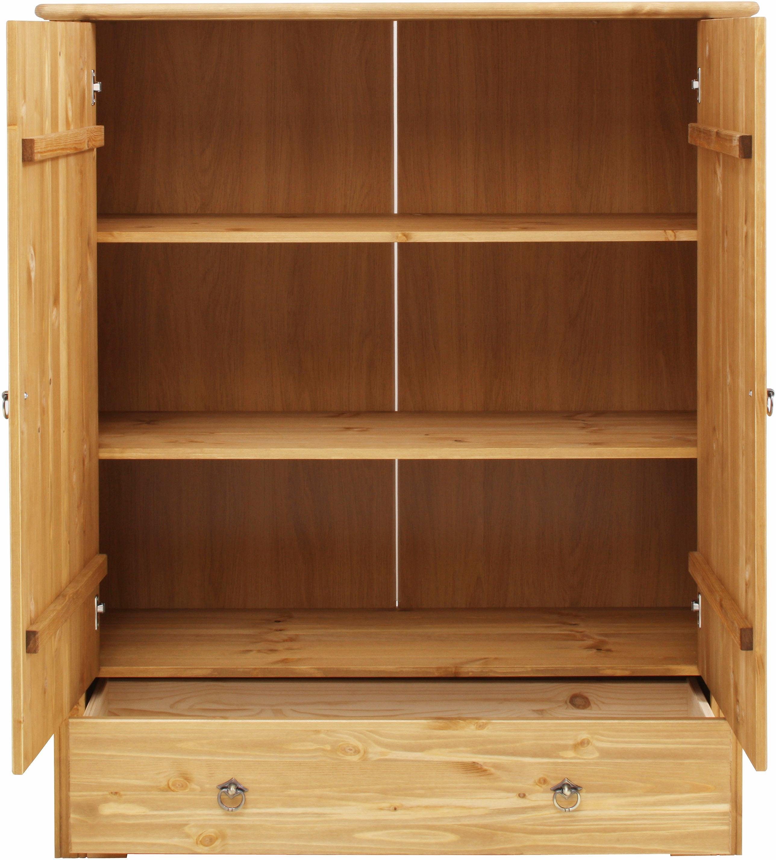 Home affaire Waskast Hugo, multifunctionele kast, FSC gecertificeerd, Made in EU gemaakt van massief dennenhout, klassieke landelijke stijl met cassette-optiek