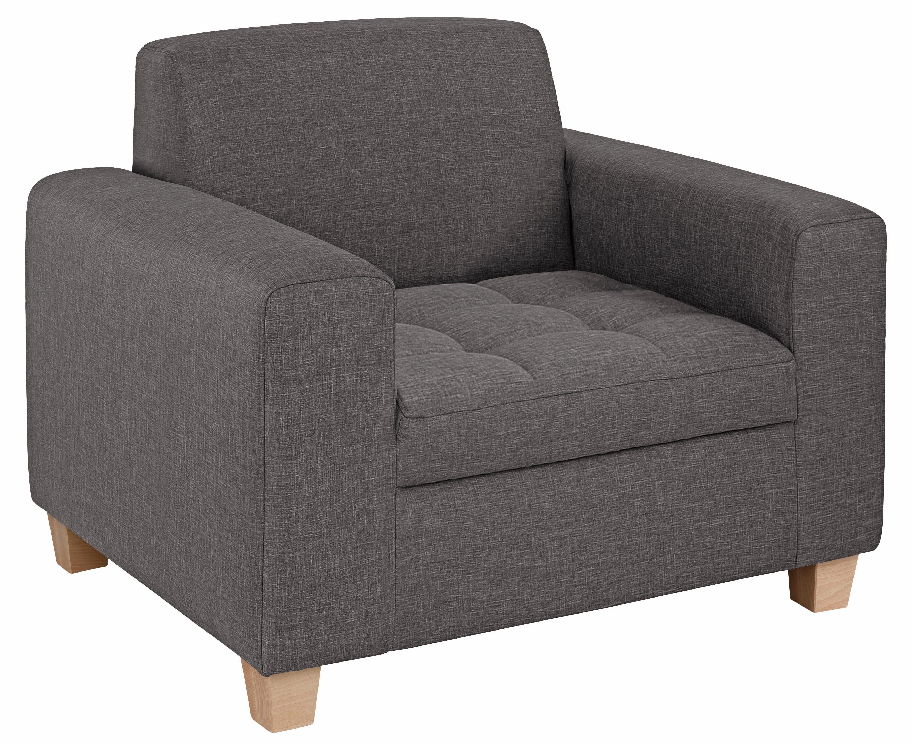 Home affaire Fauteuil Corby Quilten op de zitting fauteuils grijs