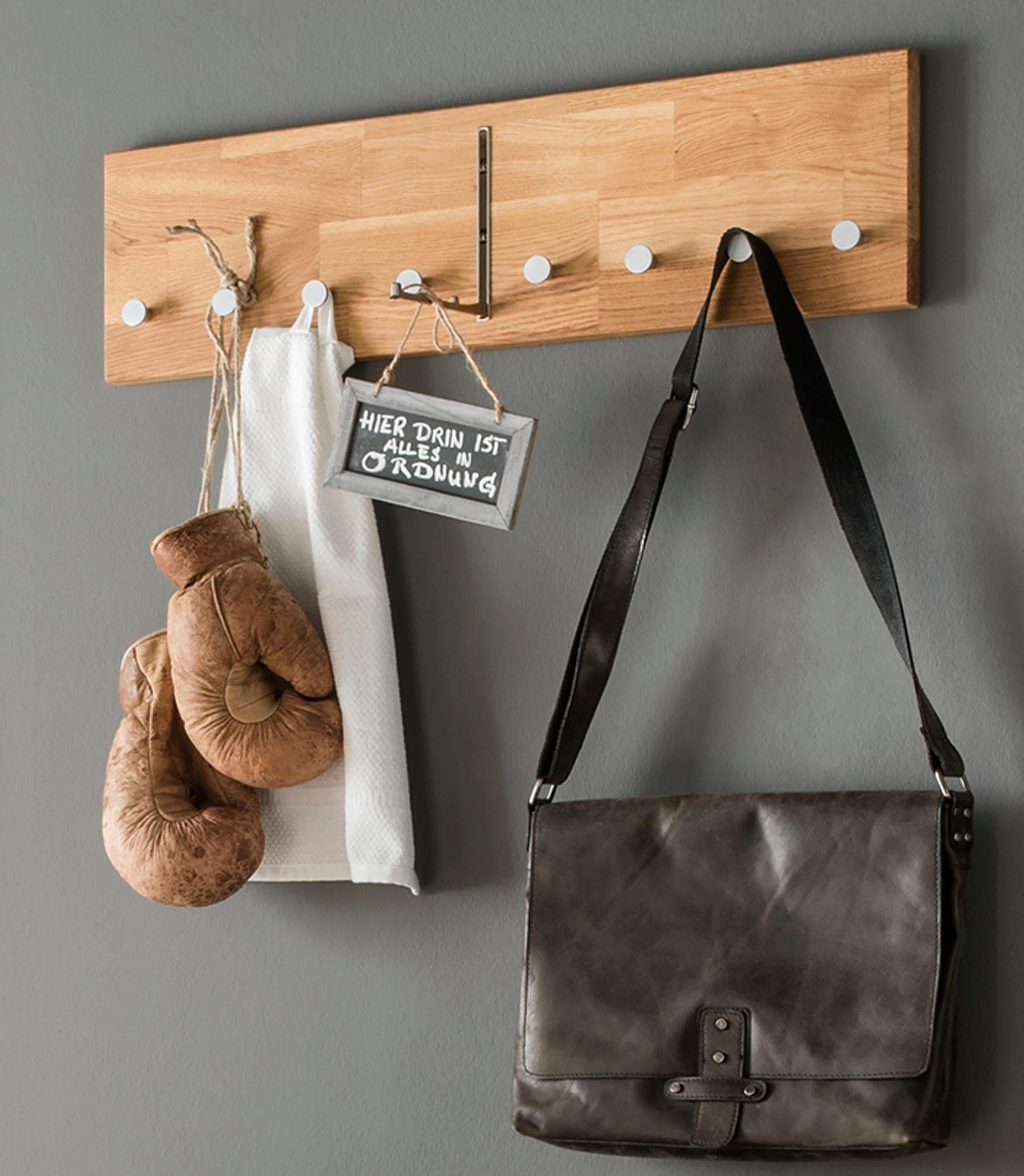 Home affaire Kapstok Dura van fsc-gecertificeerd massief hout, breedte 50 of 80 cm kapstokken maat 80 cm x 22 cm x 4,6 cm beige