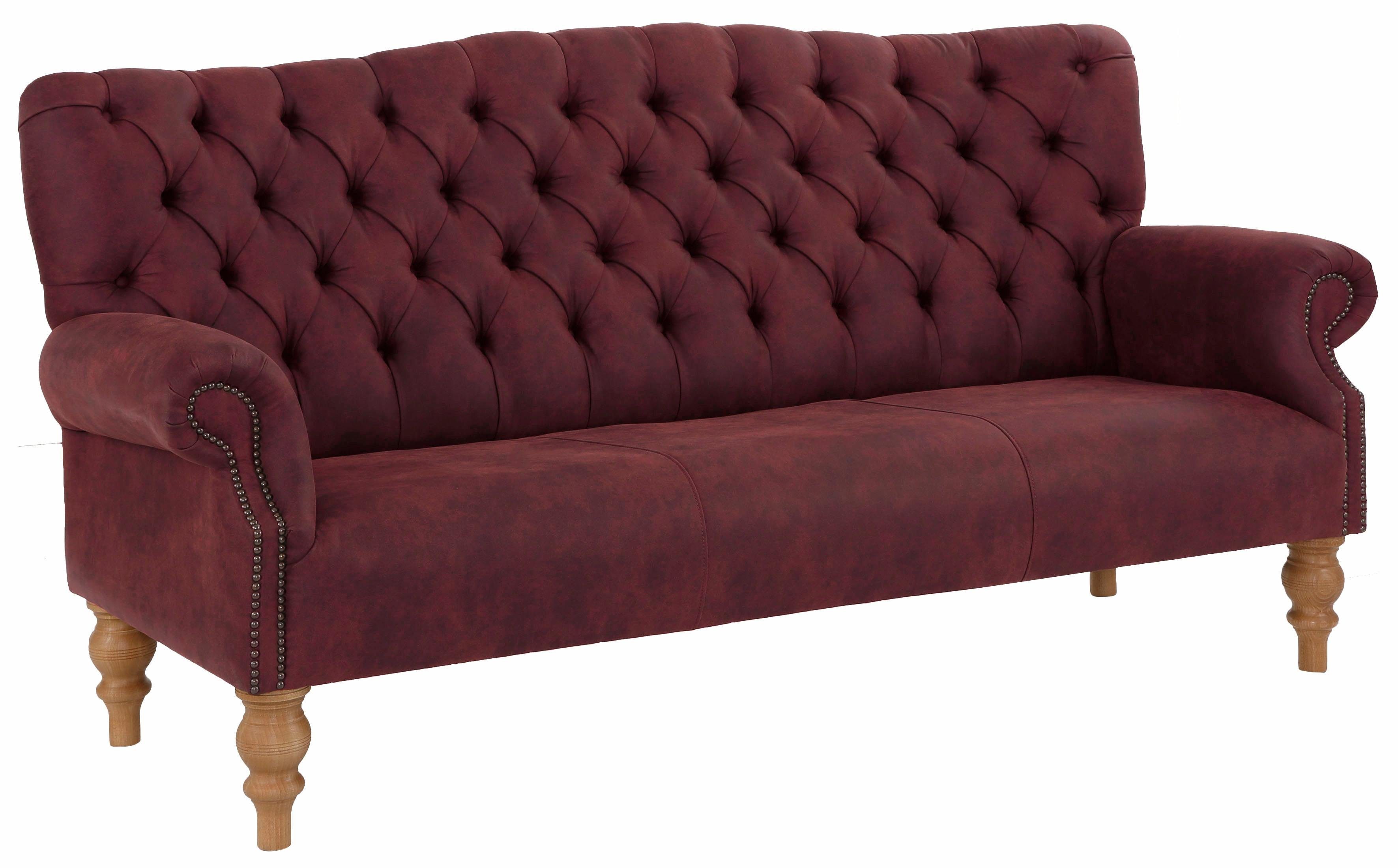 Home affaire Chesterfield-bank Lord met echte chesterfield-capitonnage en siernagels rood, chesterfield banken