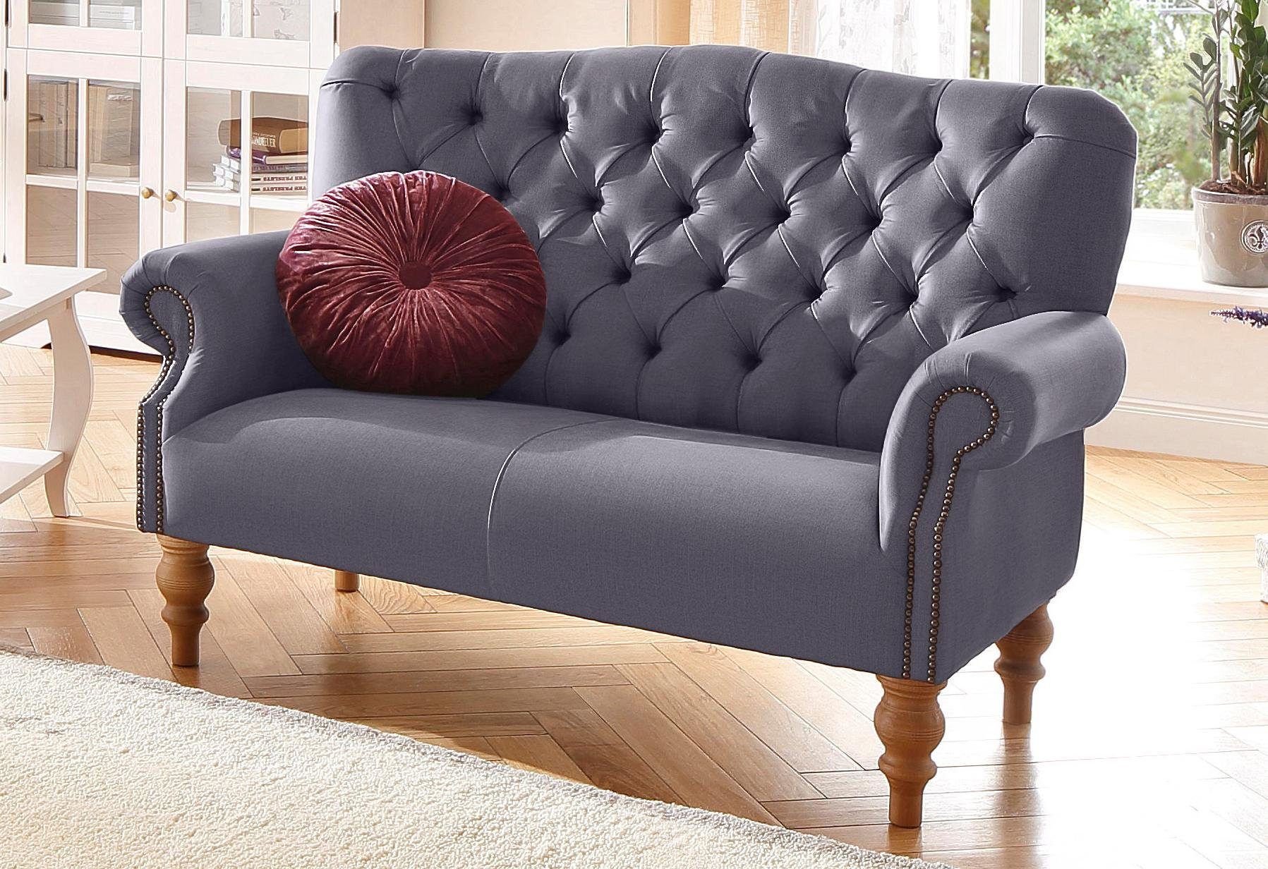 Home affaire Chesterfield-bank Lord met echte chesterfield-capitonnage en siernagels rood, chesterfield banken