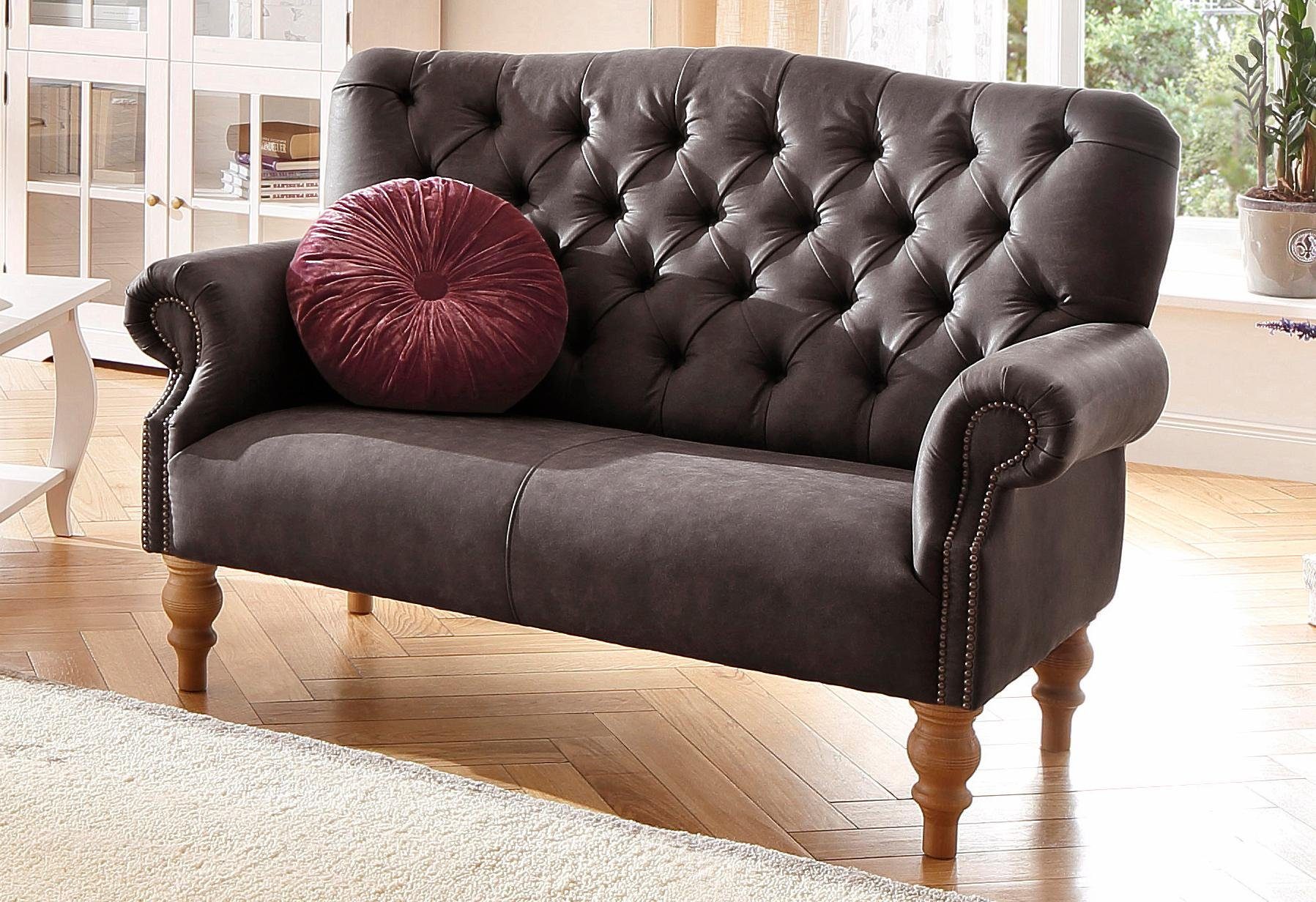 Home affaire Chesterfield-bank Lord met echte chesterfield-capitonnage en siernagels bruin, chesterfield banken