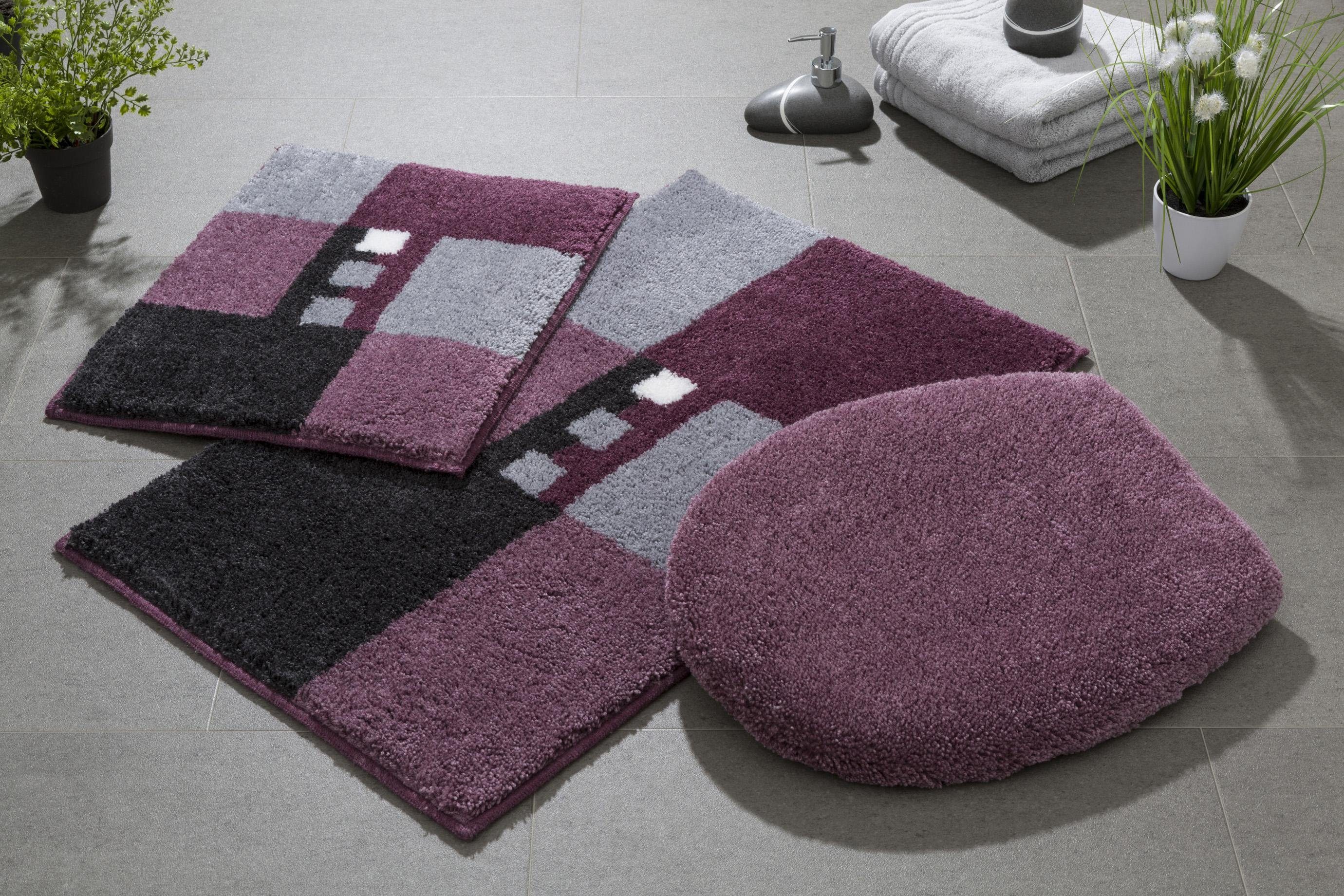 Grund Badmat Merkur badmatten maat 3-delige set voor hangend toilet multicolor