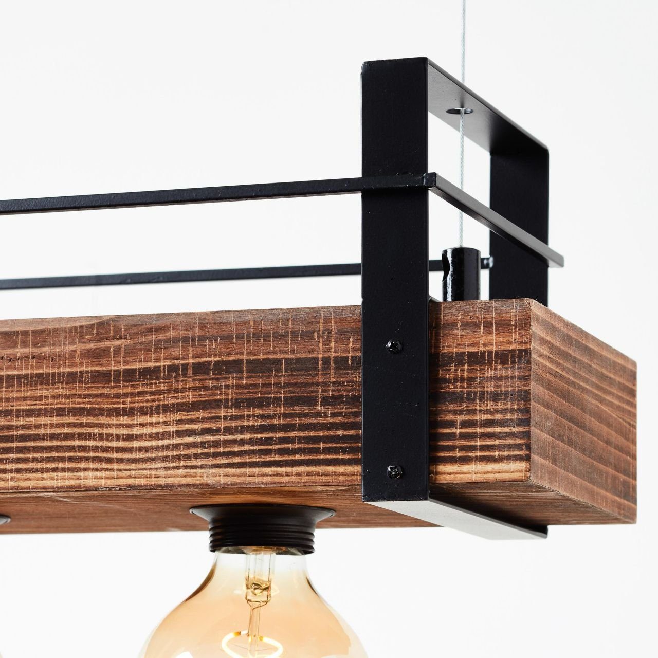 Brilliant Leuchten Hanglamp Bankwood Hanglamp 5 fittingen zwart/houtkleur (1 stuk)