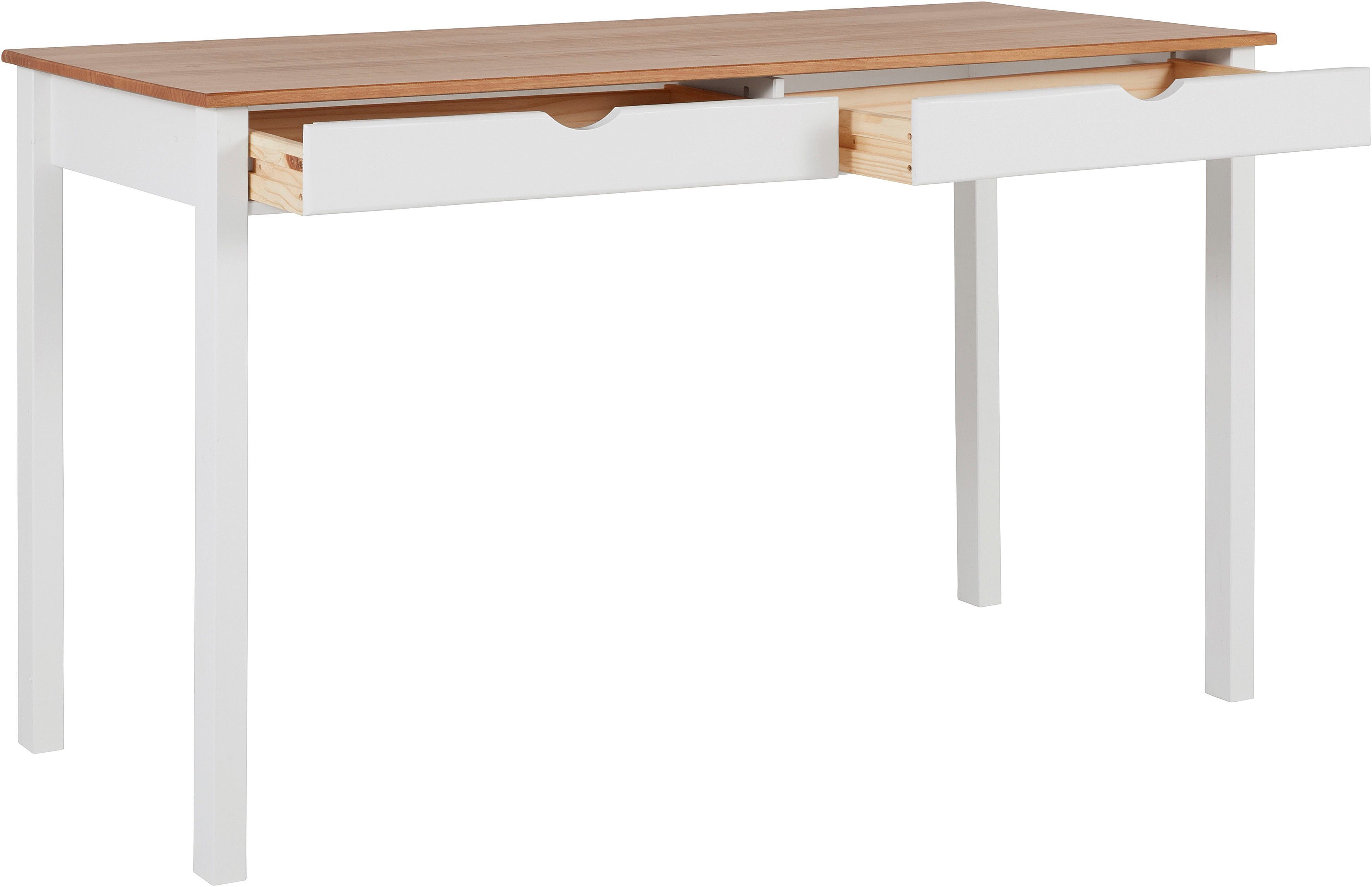 INOSIGN Bureau Gava van massief grenenhout, met praktische verzonken grepen, breedte 140 cm