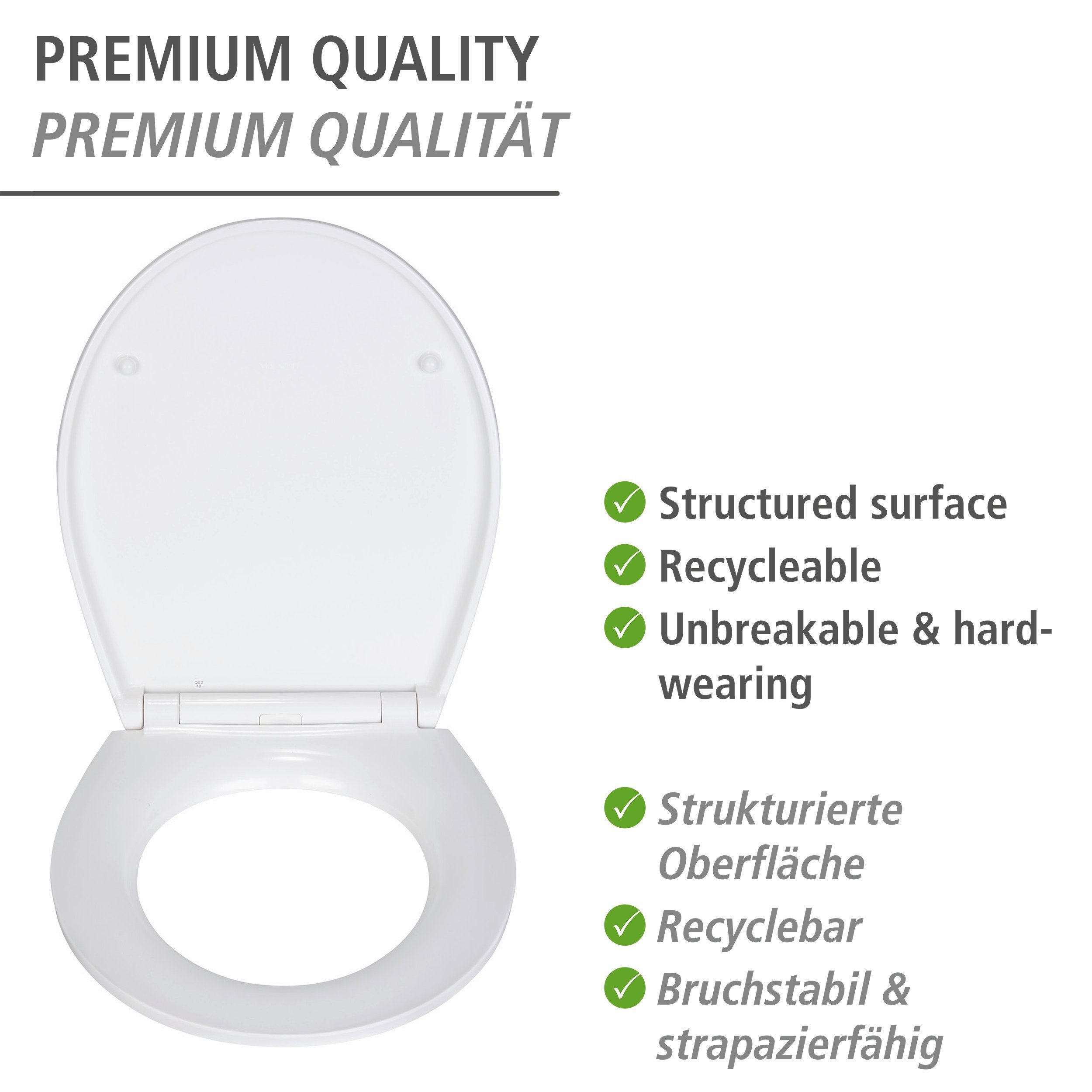WENKO Toiletzitting Grey Marble met reliëf, van antibacteriële duroplast